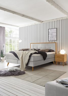HASENA Boxspringbett Nordic, modernes Design, Nordic Bett, gestepptes Kopfteil, Eichenholz