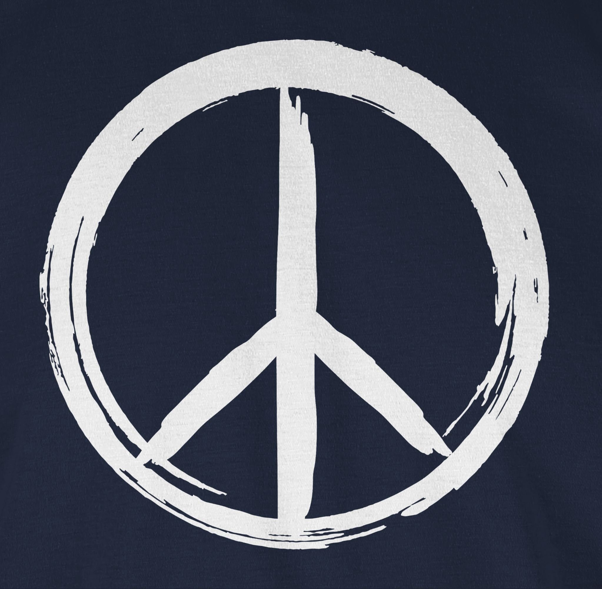 Shirtracer T-Shirt Peace Blau Pinsel - Zeichen Optik Statement Sprüche Navy weiß 02