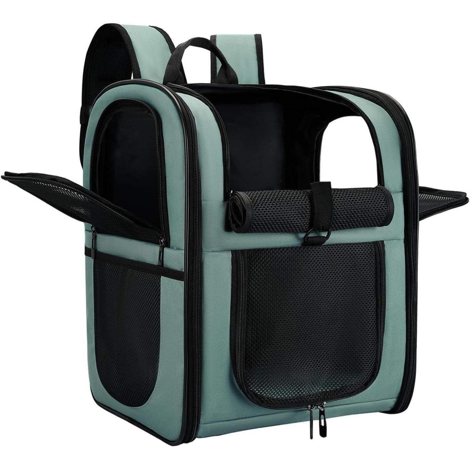 LuxusKollektion Tiertransporttasche Haustierrucksack Hund Katzen Netz Rückenstütze 2bis15kg Blau