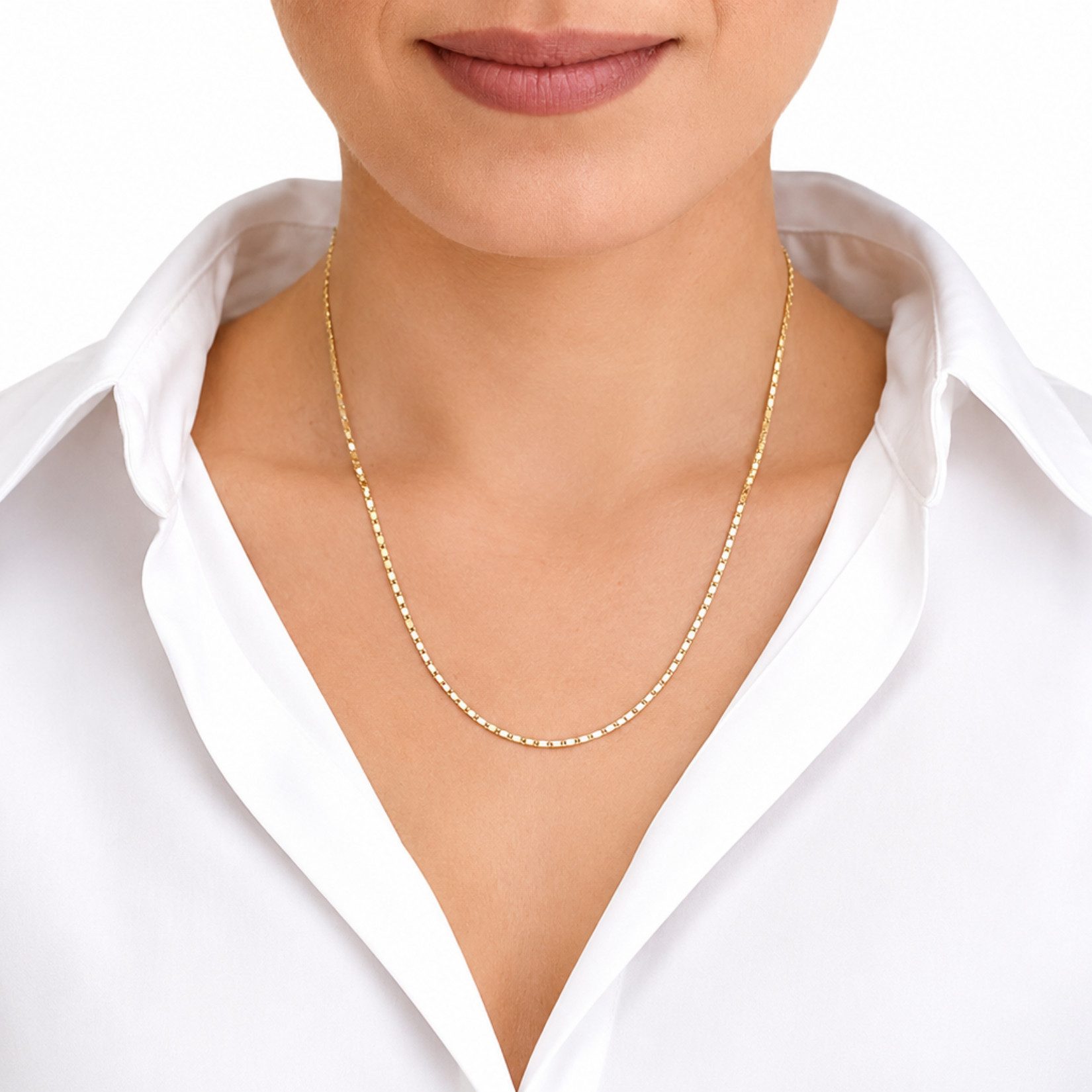 Goldkette 14 Karat Gold Snail 585 Echtgold 42cm + 3 cm Halskette