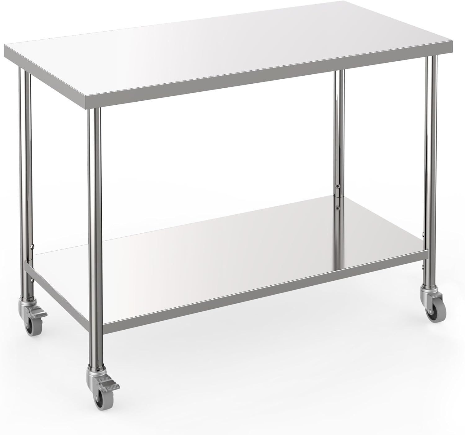 GarveeMore Arbeitstisch (4 Rädern, Verstellbares Regal), 150 kg Tragkraft