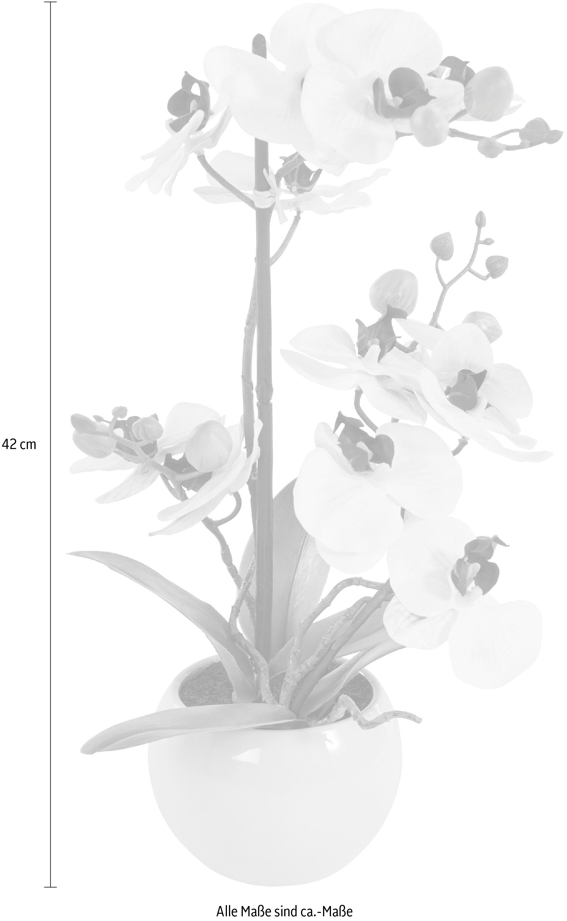 Kunstorchidee Ernestine rosa cm, Kunstpflanze, Höhe DELAVITA, 42 Orchidee, im Topf