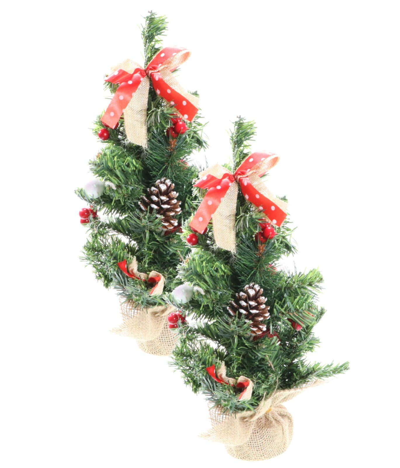 peveha24 Künstlicher Weihnachtsbaum 2er Set geschmückter Deko Tannenbaum
