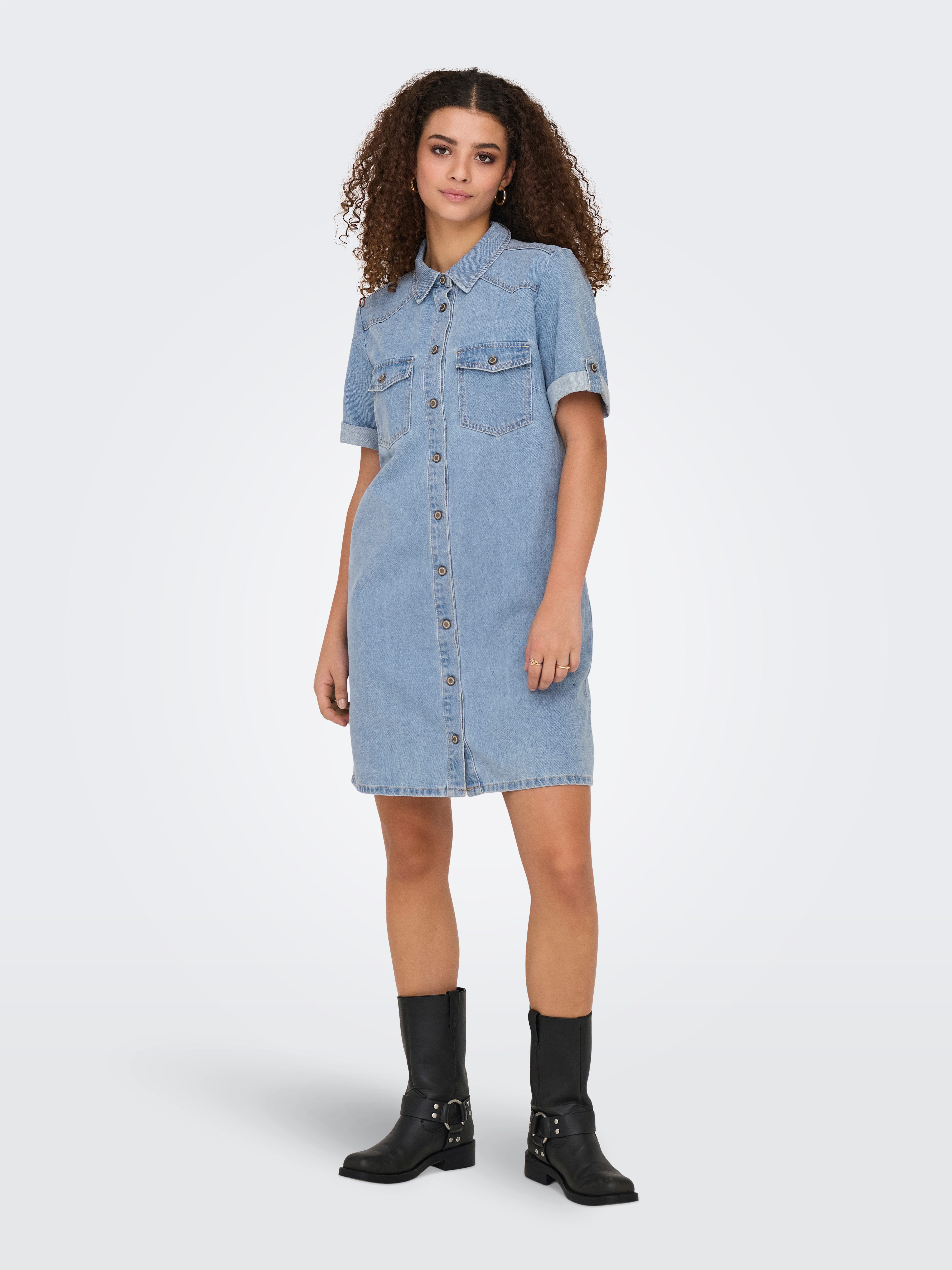ONLY Jeanskleid ONLLISA – Denimkleid mit Knopfleiste und Brusttaschen Baumw günstig online kaufen