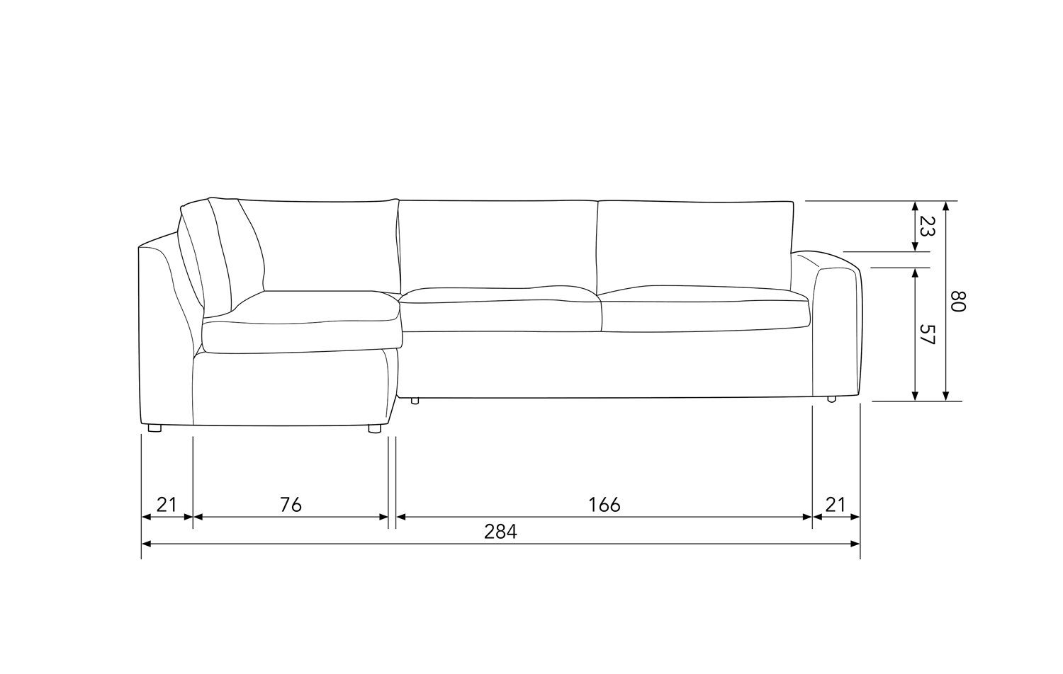 Ecksofa Maison Sofa 284 ESTO cm beige rechts Recamiere Webstoff oder links