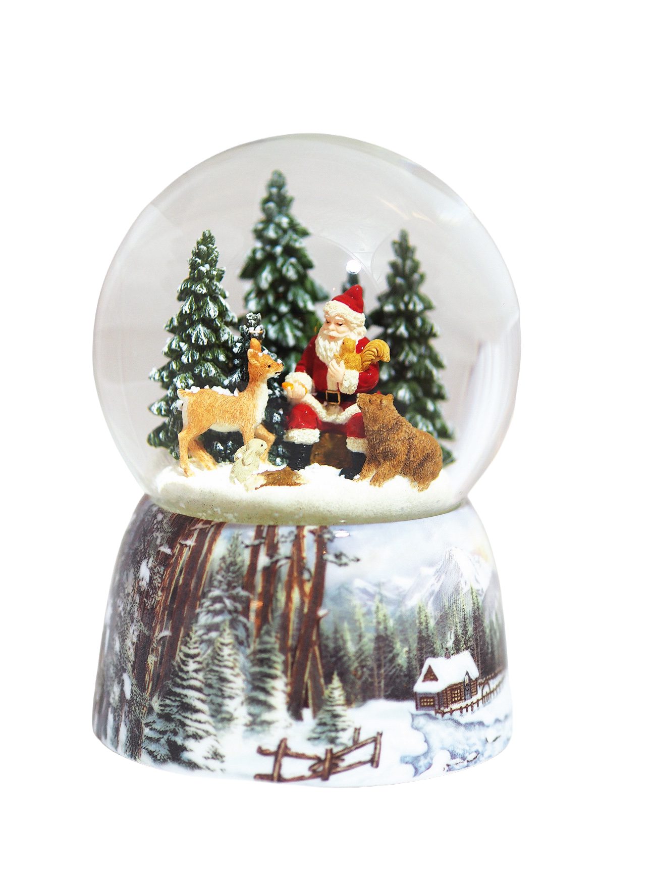 Musicboxworld Spieluhr Schneekugel Santa im Wald