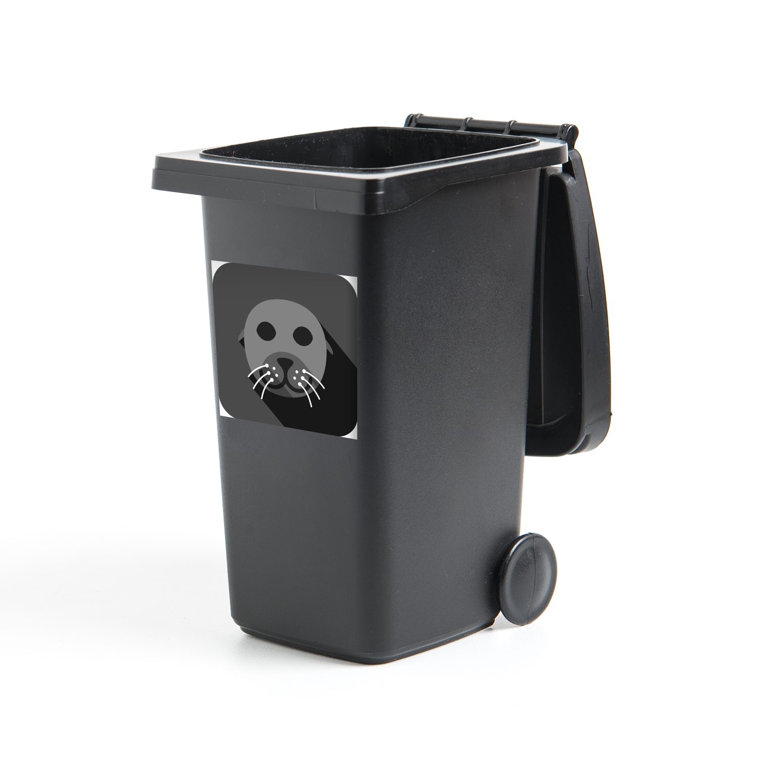 einem Sticker, Mülleimer-aufkleber, schwarzen - Illustration Container, (1 Wandsticker Hintergrund Abfalbehälter Mülltonne, Seelöwen MuchoWow St), vor Eine eines