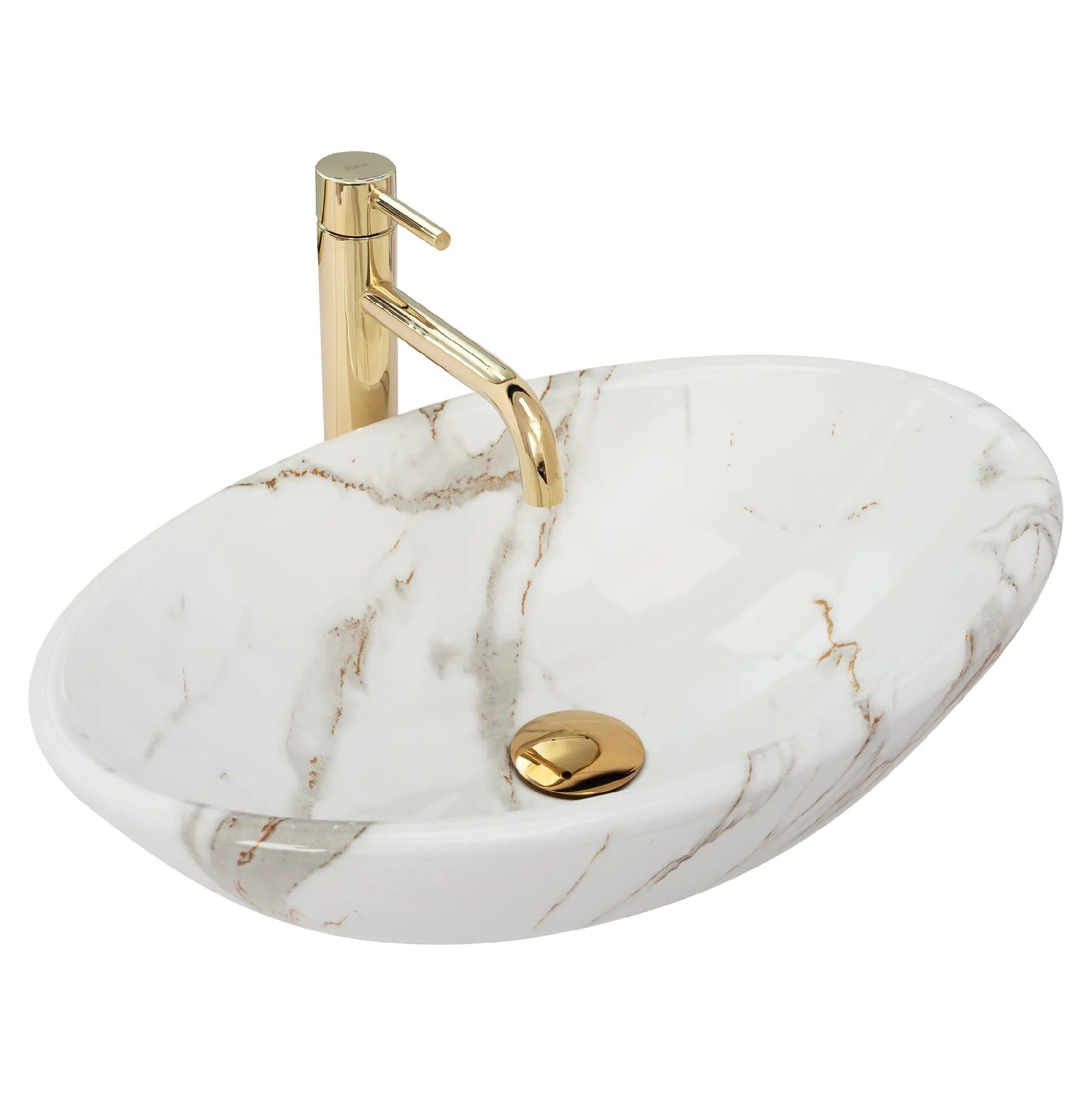 wohnwerk.idee Aufsatzwaschbecken Waschbecken Marmor Optik 53x33cm günstig online kaufen
