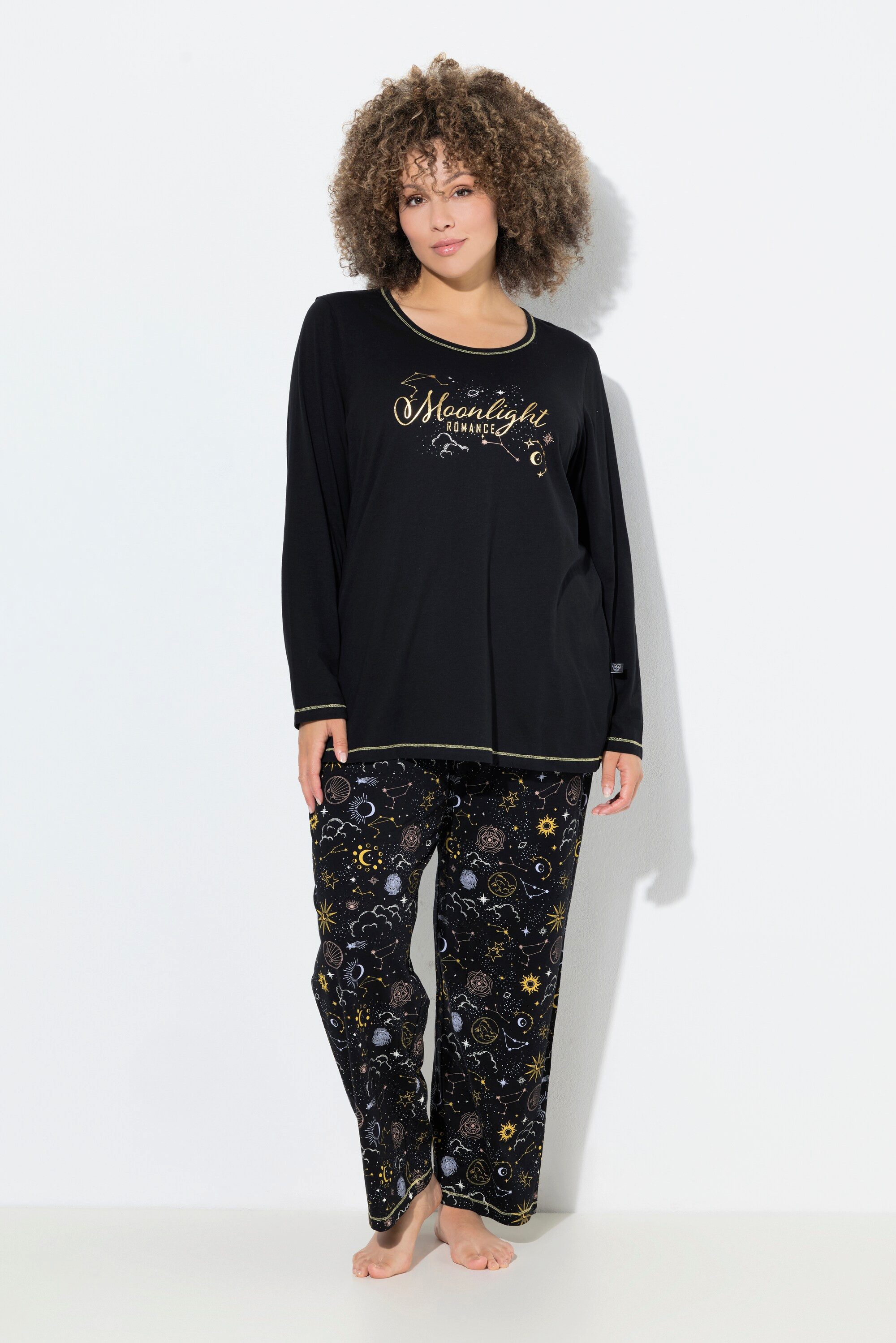 Ulla Popken Pyjama Pyjama Sterne Rundhals Langarm günstig online kaufen