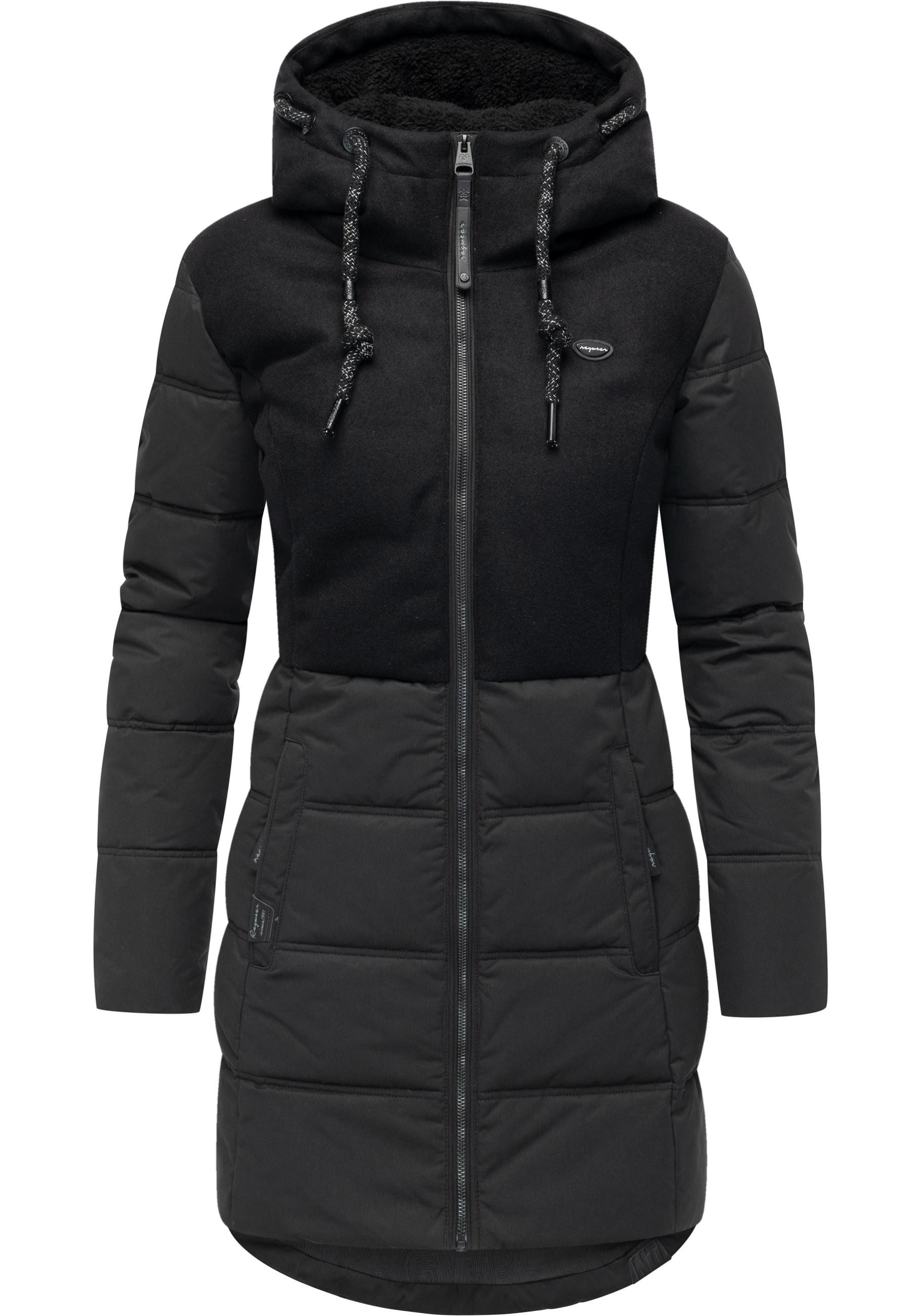 Ragwear Winterjacke Ashani Block Intl. stylischer Winterparka mit gefütterter Kapuze