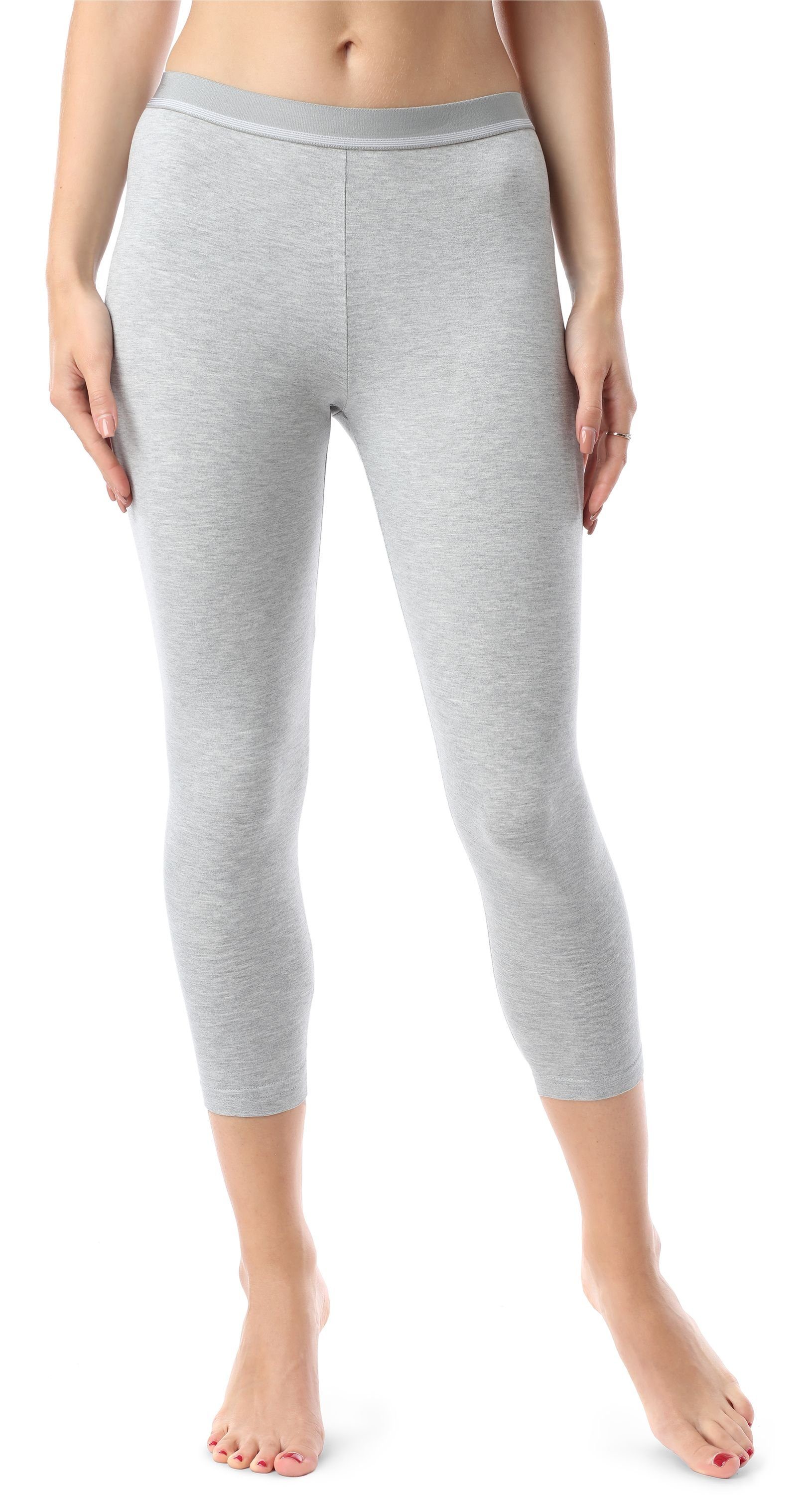 Bellivalini Leggings Damen 3/4 Capri Leggings mit Ziergummi BLV50-181 (1-tlg) elastischer Bund Melange