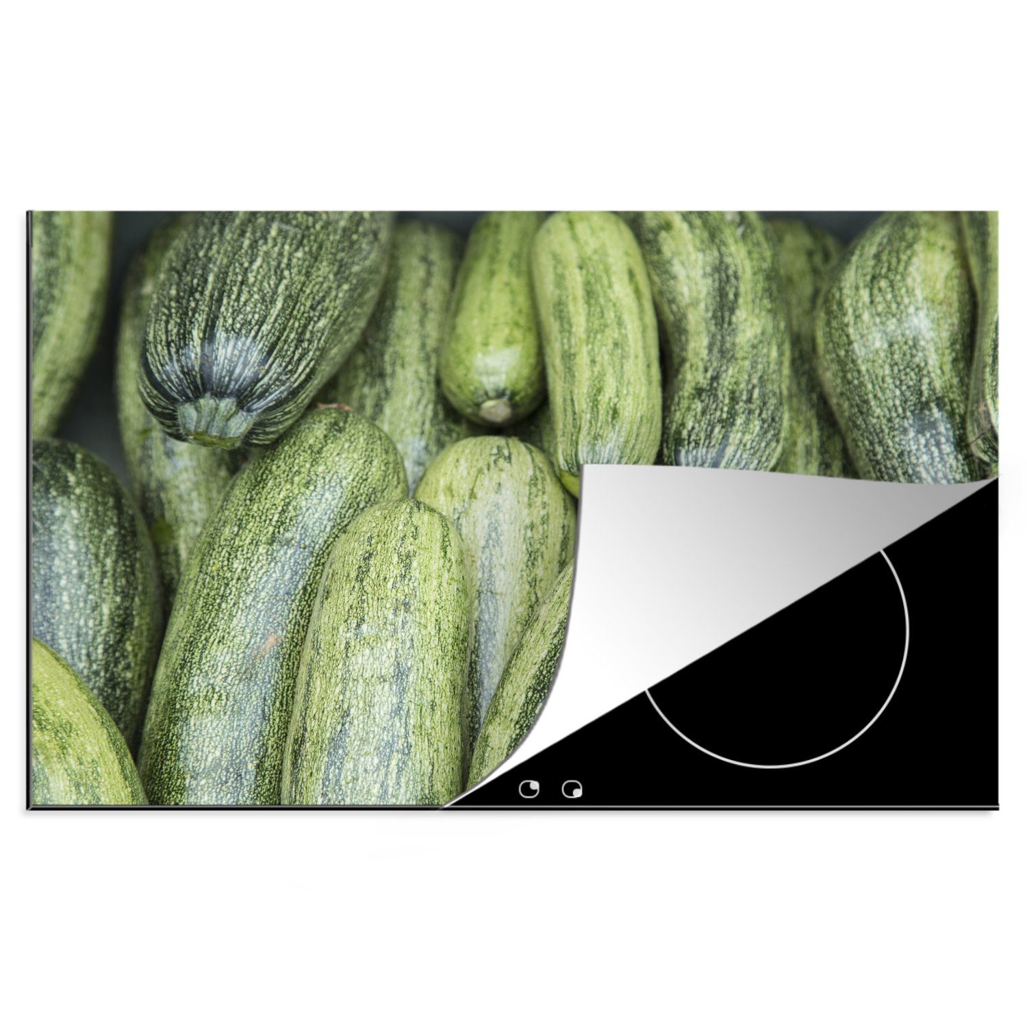 Ceranfeldabdeckung Induktionskochfeld Vinyl, 81x52 MuchoWow cm, Zucchini tlg), in die Herdblende-/Abdeckplatte küche, einem Chania, (1 für Markt auf Schutz