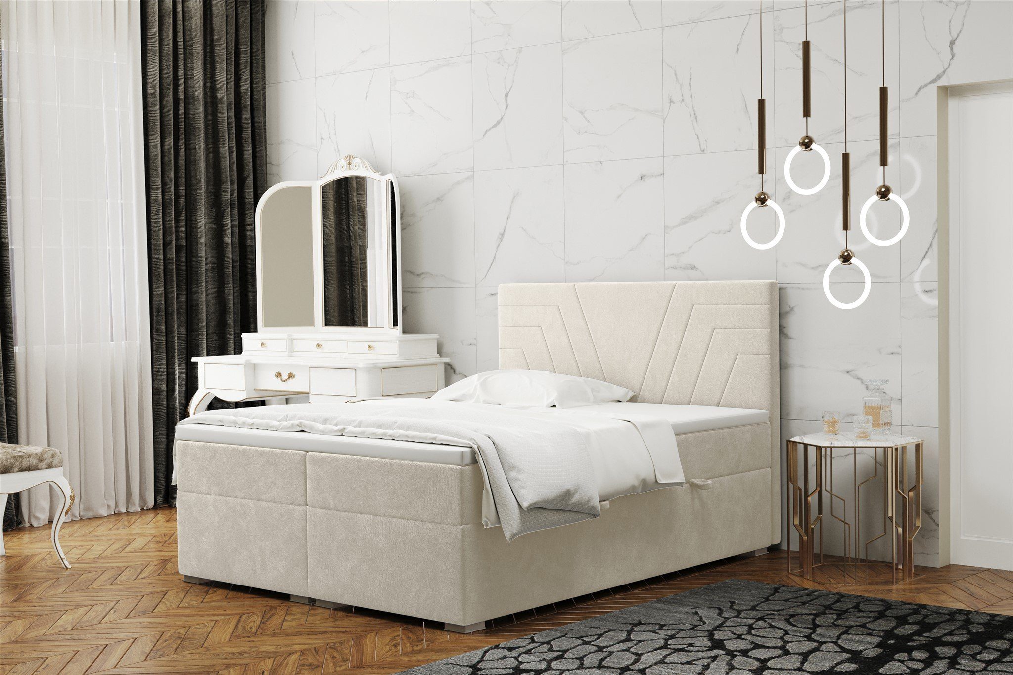 Fun Möbel Boxspringbett Schlafzimmerbett RAMON in Stoff Matt Velvet (inkl. günstig online kaufen
