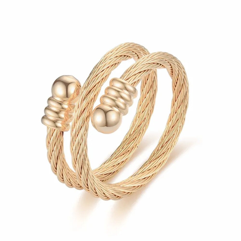 Eyecatcher Fingerring Flexibler Edelstahl-Drahtring Silber Roségold günstig online kaufen