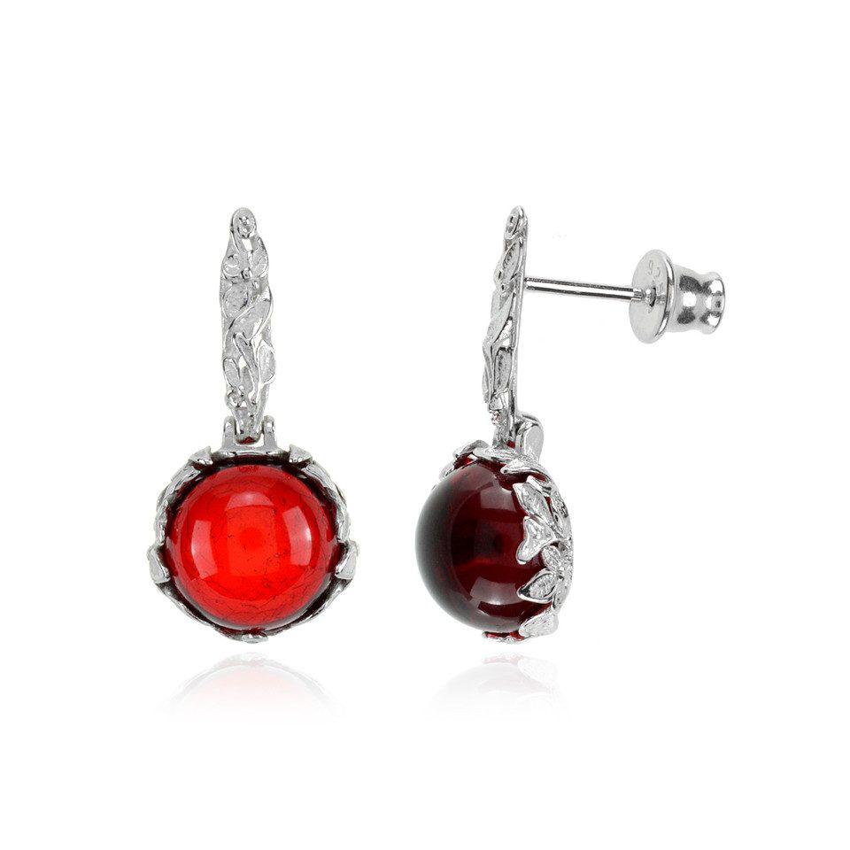 rote bernstein ohrringe J Classics OhrringSet Roter Kolumbianischer BernsteinSilberohrringe
