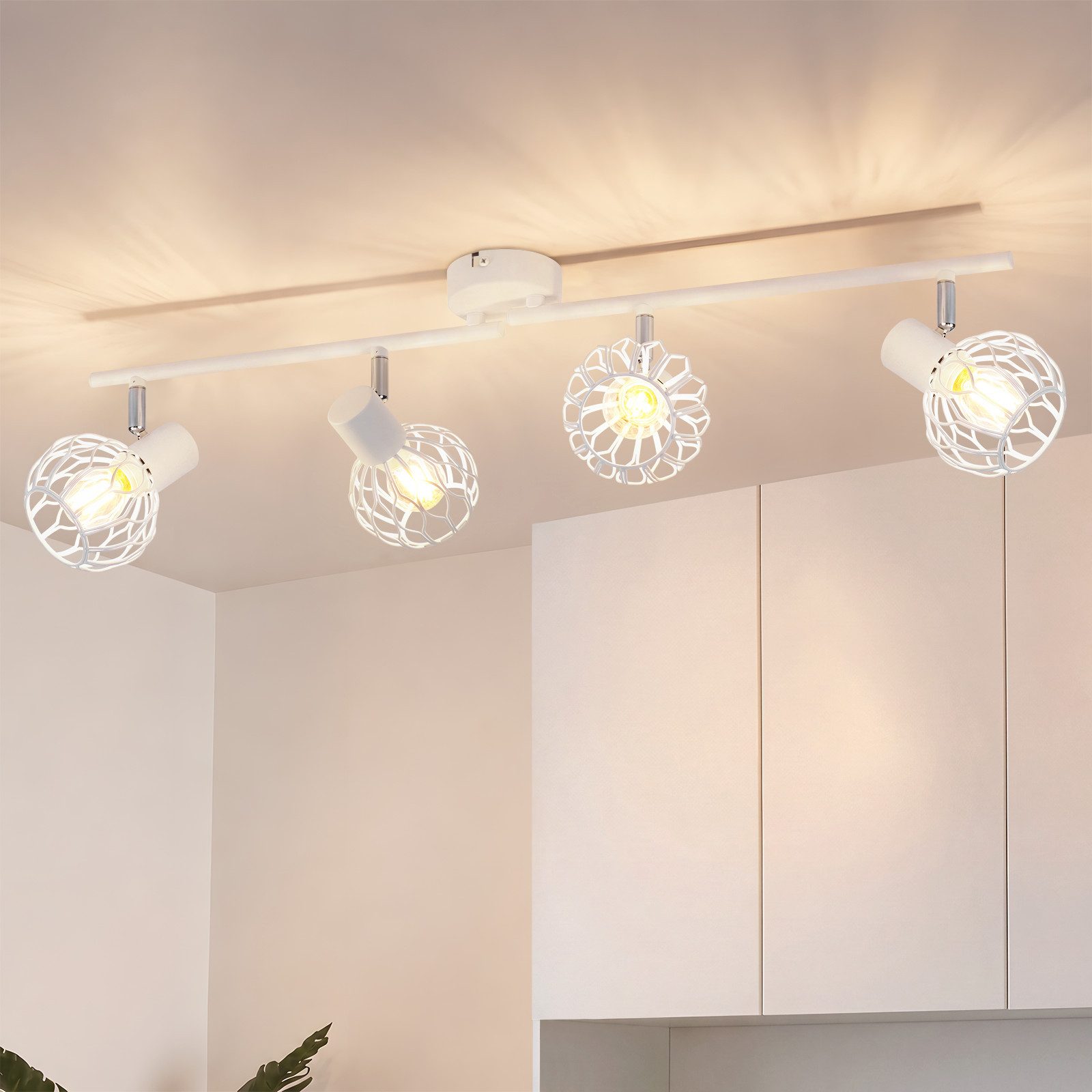 Nettlife Deckenstrahler 1/2/3/4flammig Weiß/Schwarz/grau E14 Metall 350° schwenkbaren Spots, ohne Leuchtmittel, für Wohnzimmer Küche Flur Deckenleuchte