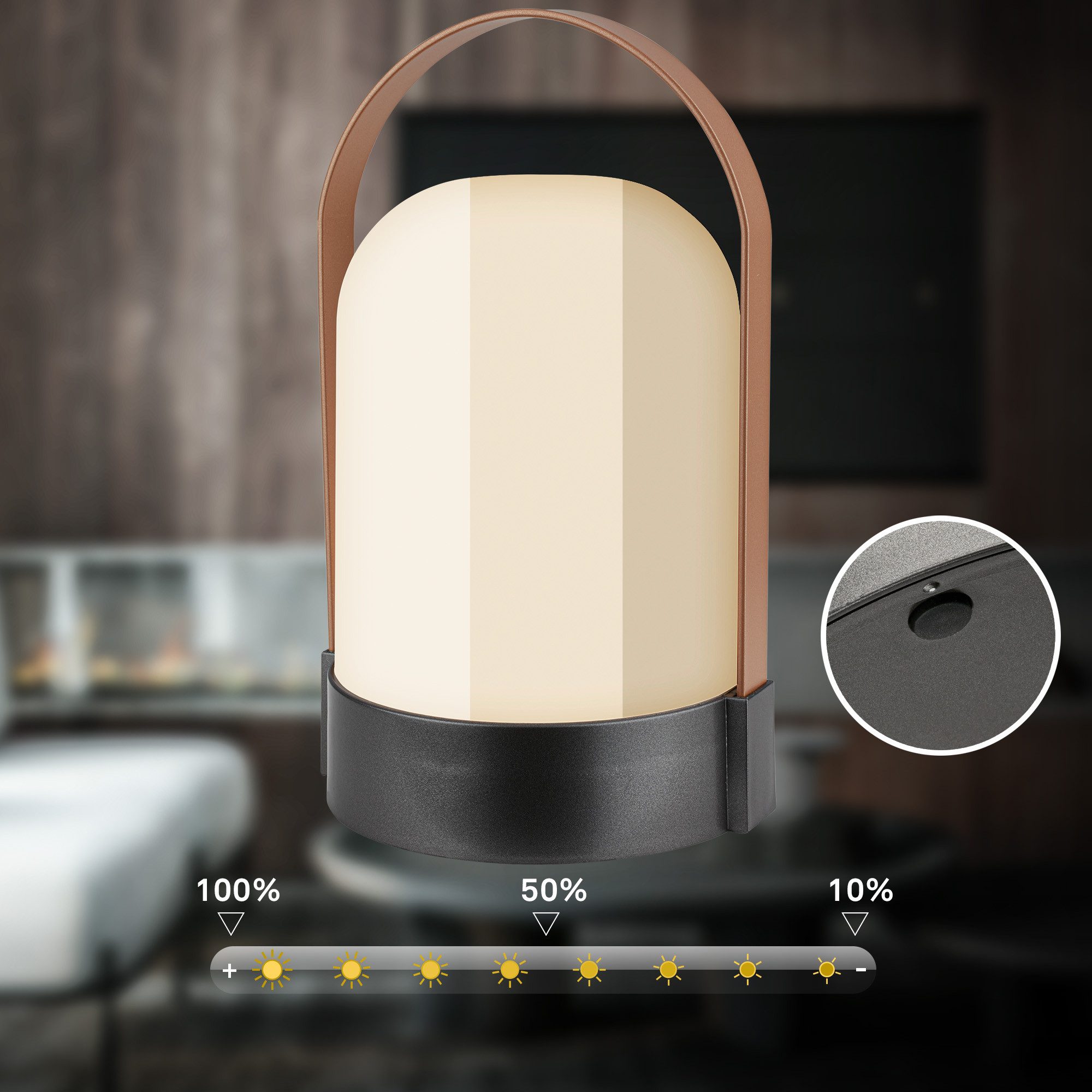 Briloner Leuchten Tischleuchte LED Tischlampe Warmweiß Akku dimmbar Indoor Outdoor, Single - BIG, LED fest integriert, 3000K - Warmweiß