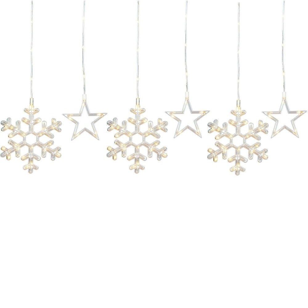 FHS LED-Lichtervorhang 35586 LED Lichtervorhang Sterne und Schneeflocken