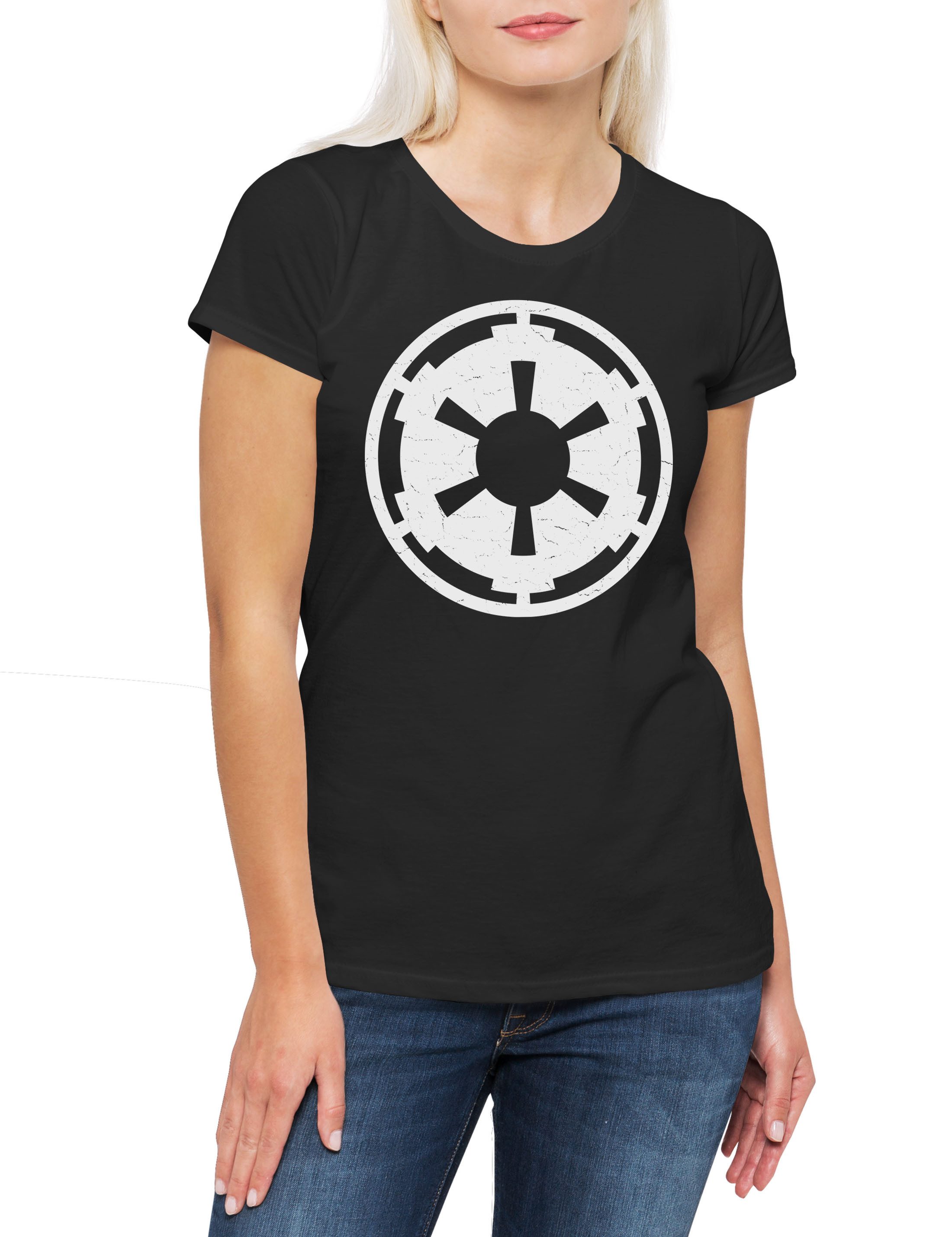 Print-Shirt Star Wars Empire Logo II Damen T-Shirt Wars Krieg Empire Imperium Star