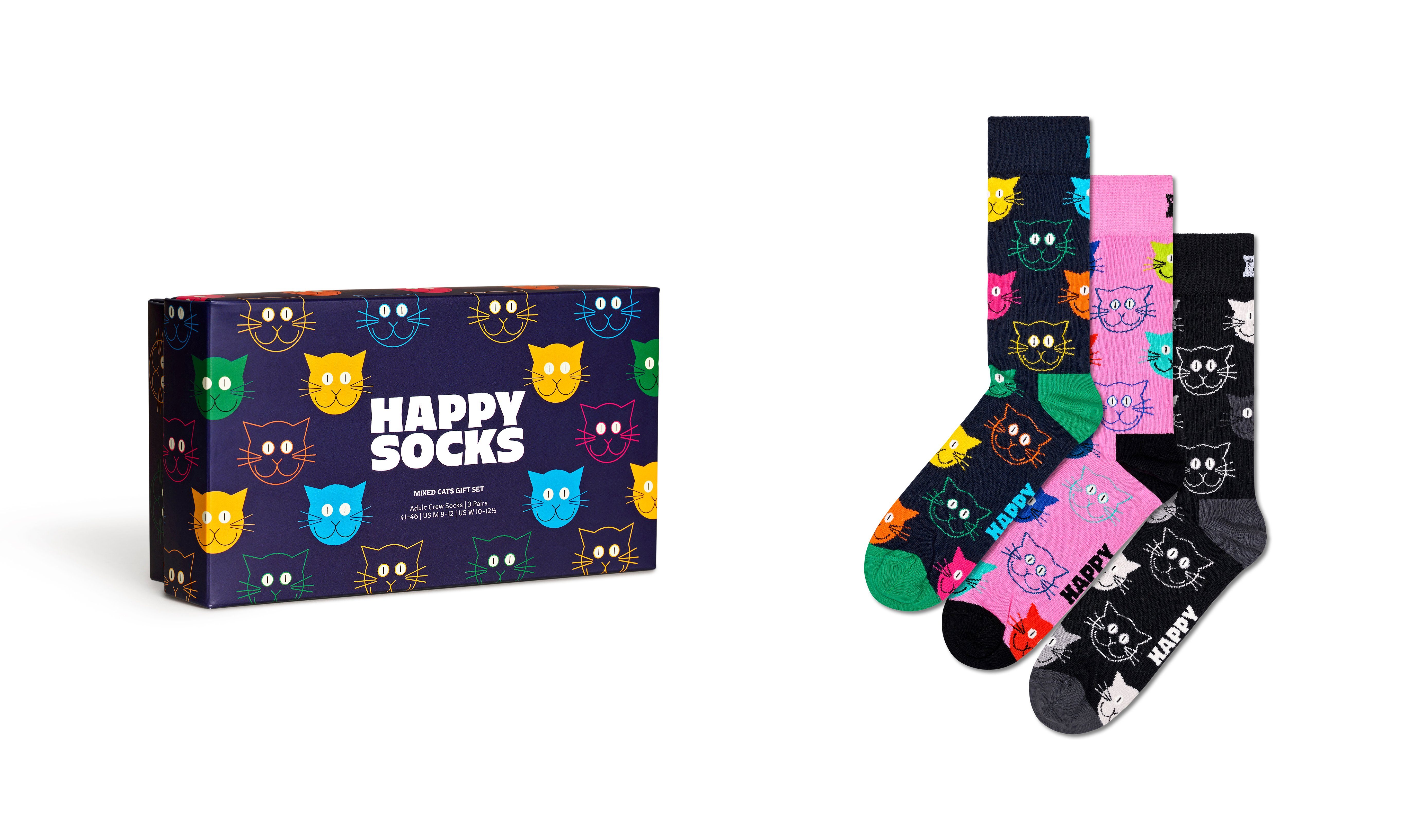 Happy Socks Шкарпетки 3-Pack Mixed Cat Socks Gift Set (Packung, 3-Paar) Katzen-Motive