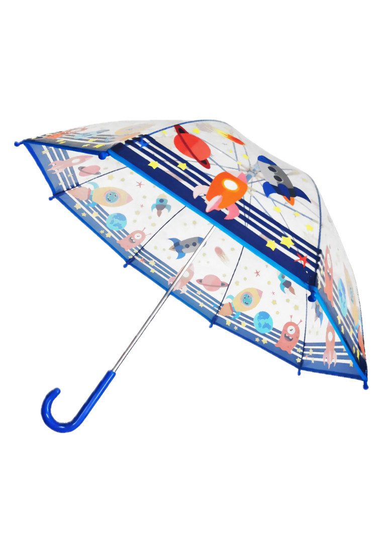 Yuhu.kids Stockregenschirm Kinder Regenschirm Weltraum Motiv transparent blau, Transparent