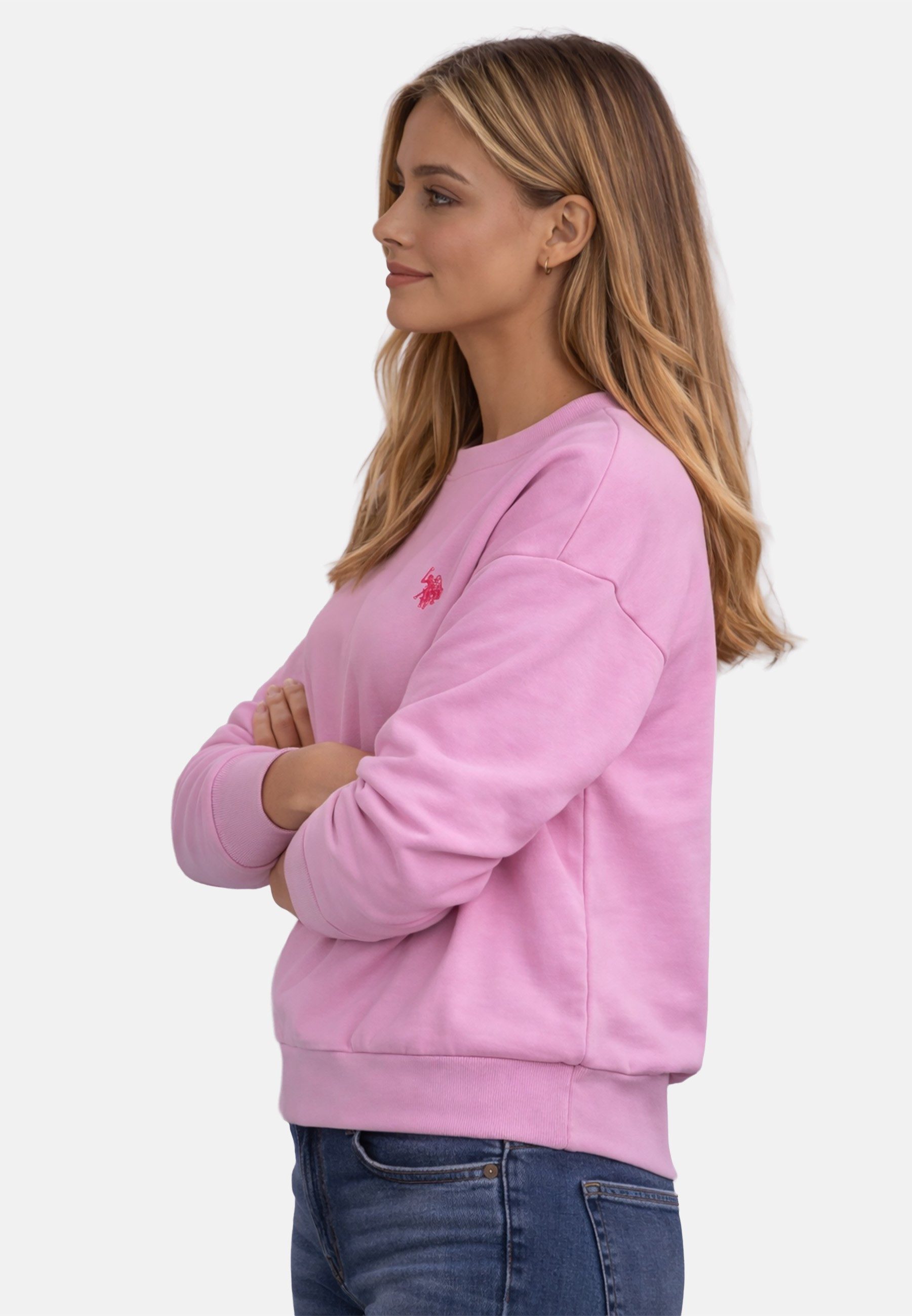 U.S. Polo Assn. Sweatshirt USKalatine Pullover Rundhals – Baumwollmix Sweater Weicher Rundhalspullover mit Stretch und Logo-Stickerei