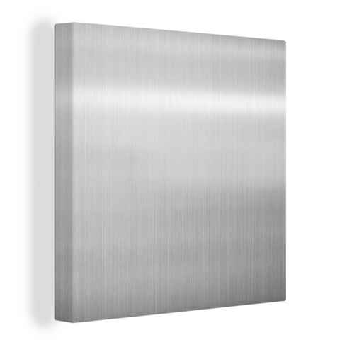 OneMillionCanvasses® Leinwandbild Metalldruck - Silber - Grau, (1 St), Leinwand Bilder für Wohnzimmer Schlafzimmer