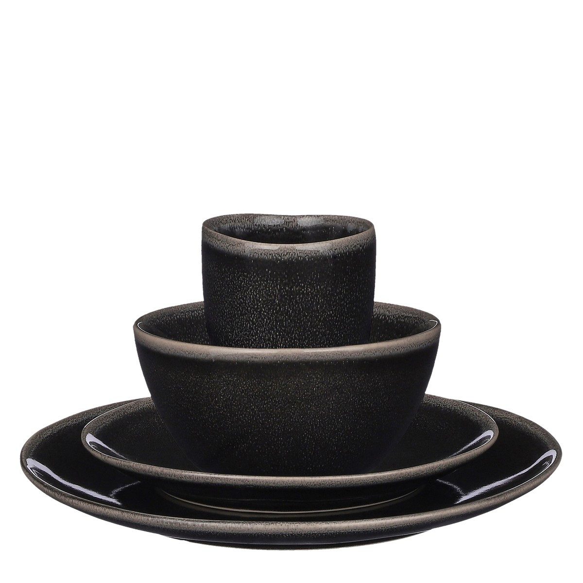 Mica Decorations Geschirr-Set Mica Decorations Tabo Geschirrset schwarz 16 Stueck, Keramisch