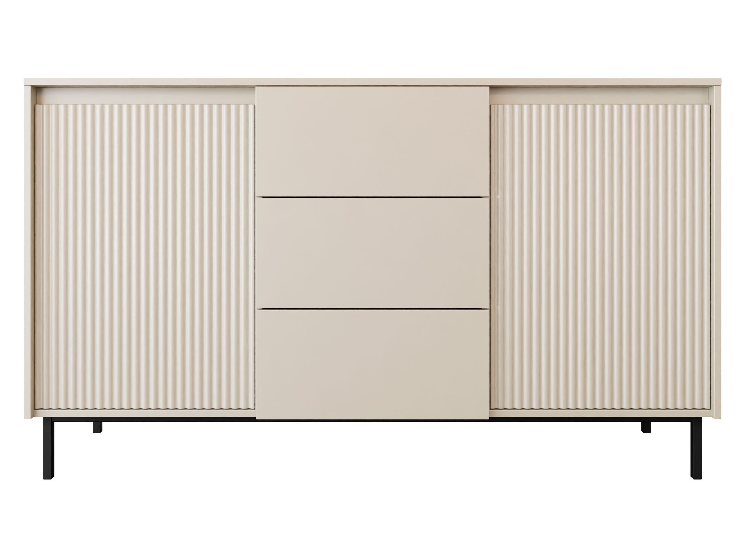 MIRJAN24 Kommode Ozmi 2D3SZ (mit zwei Drehtür und drei Schubladen), Griffloses Öffnungssystem push to open