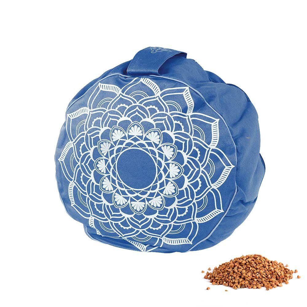 ramayoga Meditationskissen Mandala, Buchweizenschalenfüllung Blau