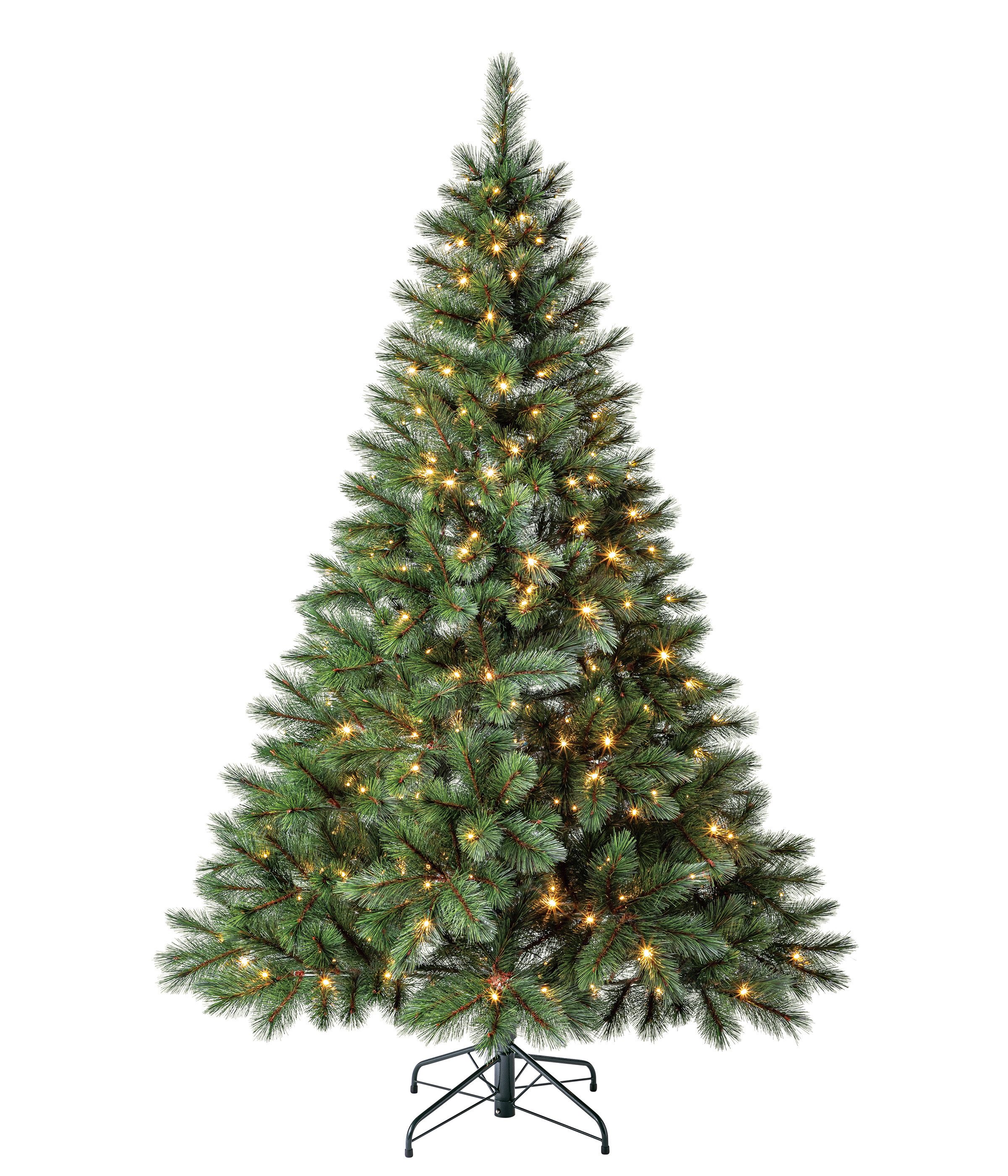 Dehner Künstlicher Weihnachtsbaum Tanne Ivar mit LED/Ständer, Höhe 210 cm, Ø 132 cm, hochwertiger Christbaum mit LED Beleuchtung