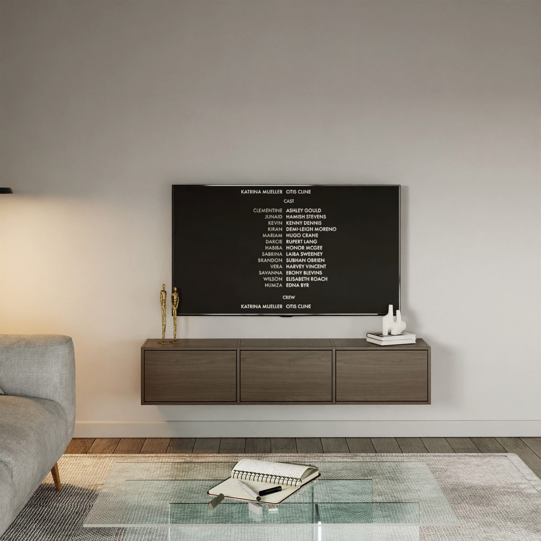 Selsey TV-Schrank FRAMME TV-Lowboard hängend 150 und 100 cm, mit Fächern und Ablagen