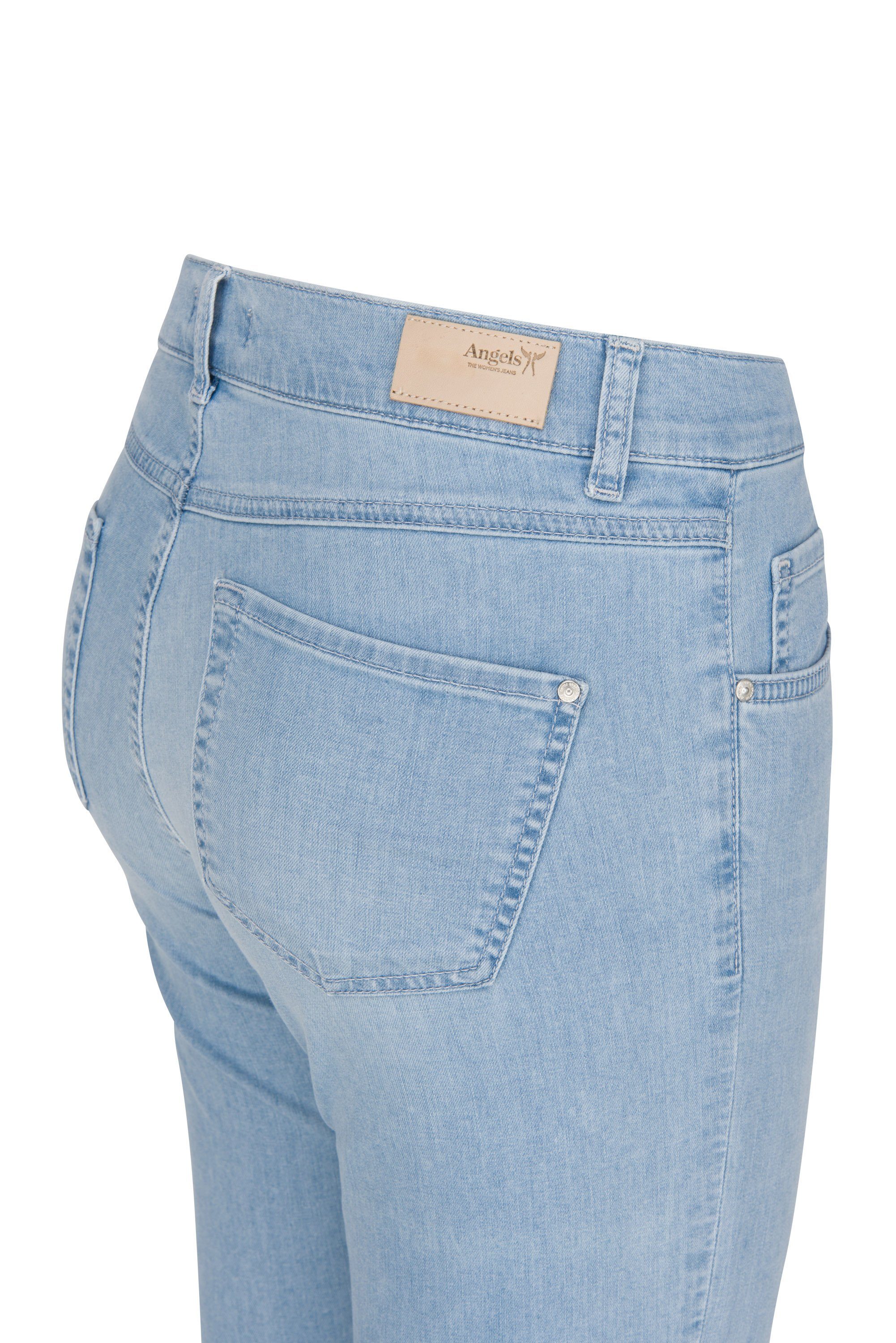 Stoffgewicht: Capri oz 7,5 mit 5-Pocket-Jeans ANGELS Jeans Used-Look Label-Applikationen, mit TU