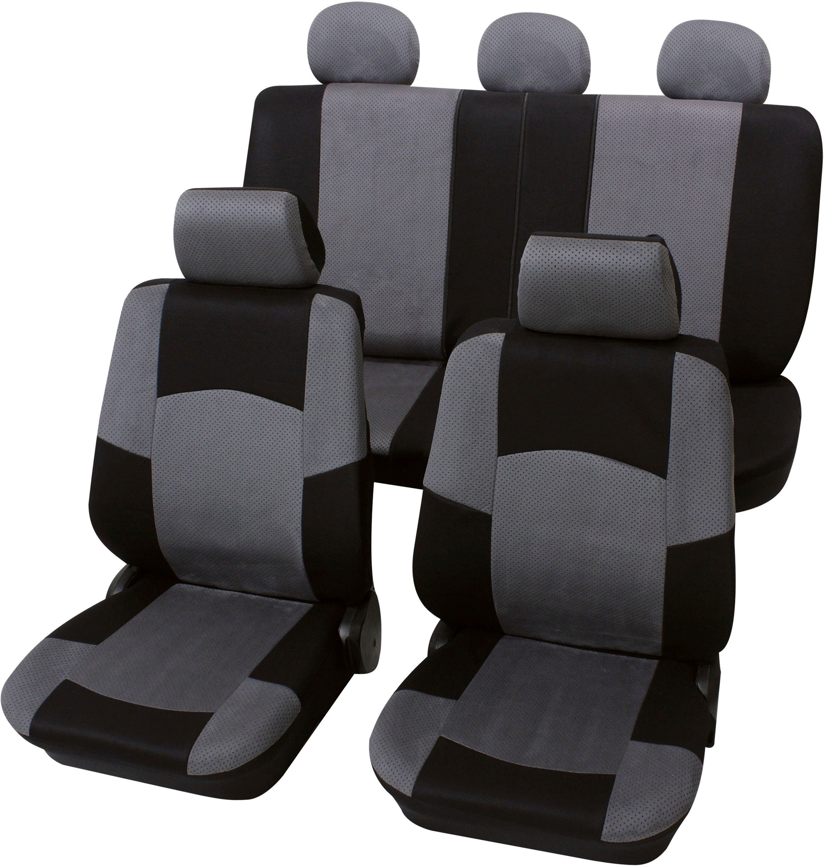 für universelle 17-tlg "Classic" Autositzbezug Plus in SAB Fahrzeuge Geeignet Petex Vario mit/ohne grau, Seitenairbag, 1 Passform, Set