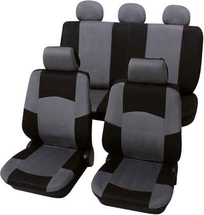 Petex Autositzbezug 17-tlg Set "Classic" in grau, universelle Passform, Geeignet für Fahrzeuge mit/ohne Seitenairbag, SAB 1 Vario Plus
