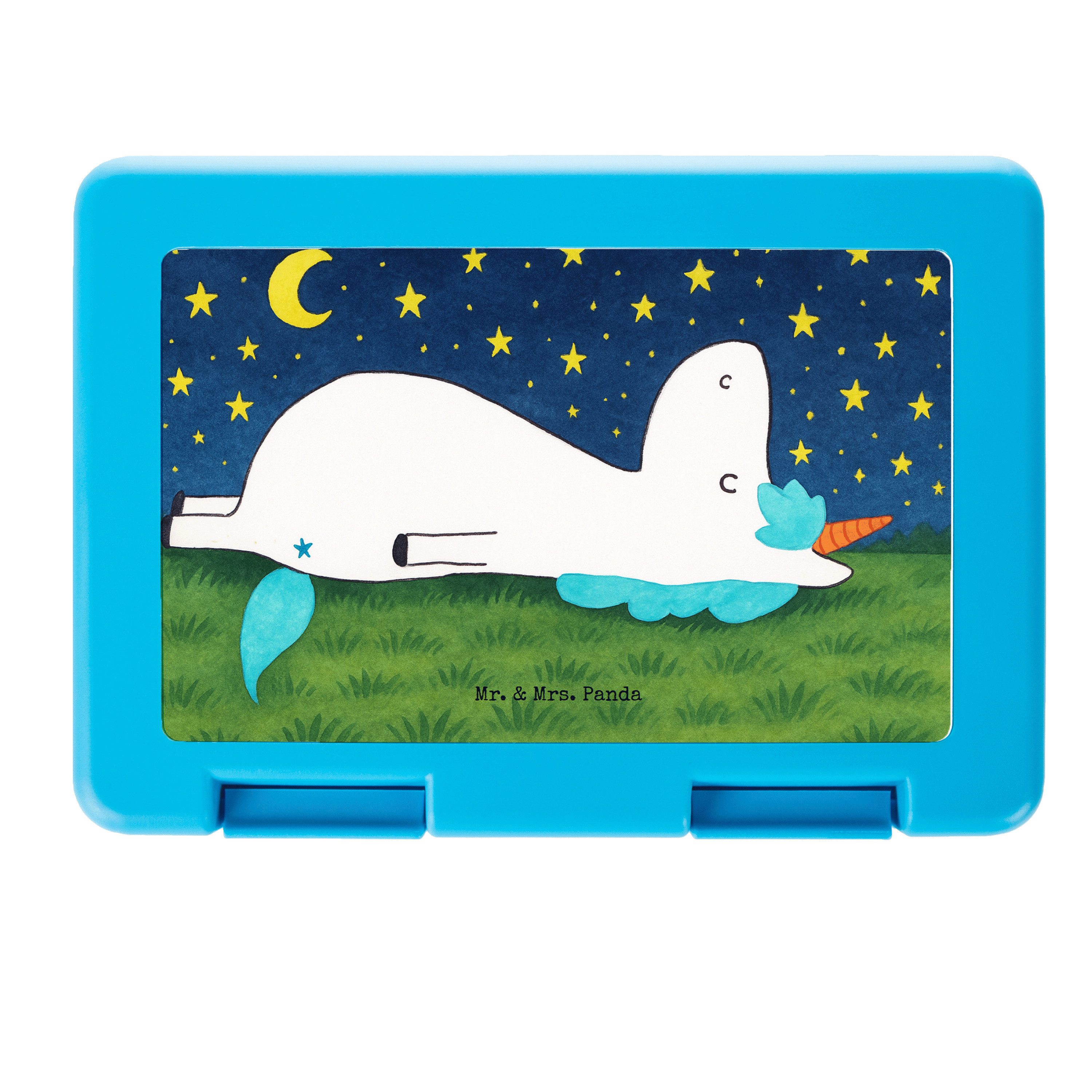 Mr. & Mrs. Panda Butterdose Einhorn Sternenhimmel Design, Bentobox, Weiß, Sterne, Unicorn, Bento, Premium Kunststoff, (Packung), pausenbrotdose Picknickbox Pausendose
