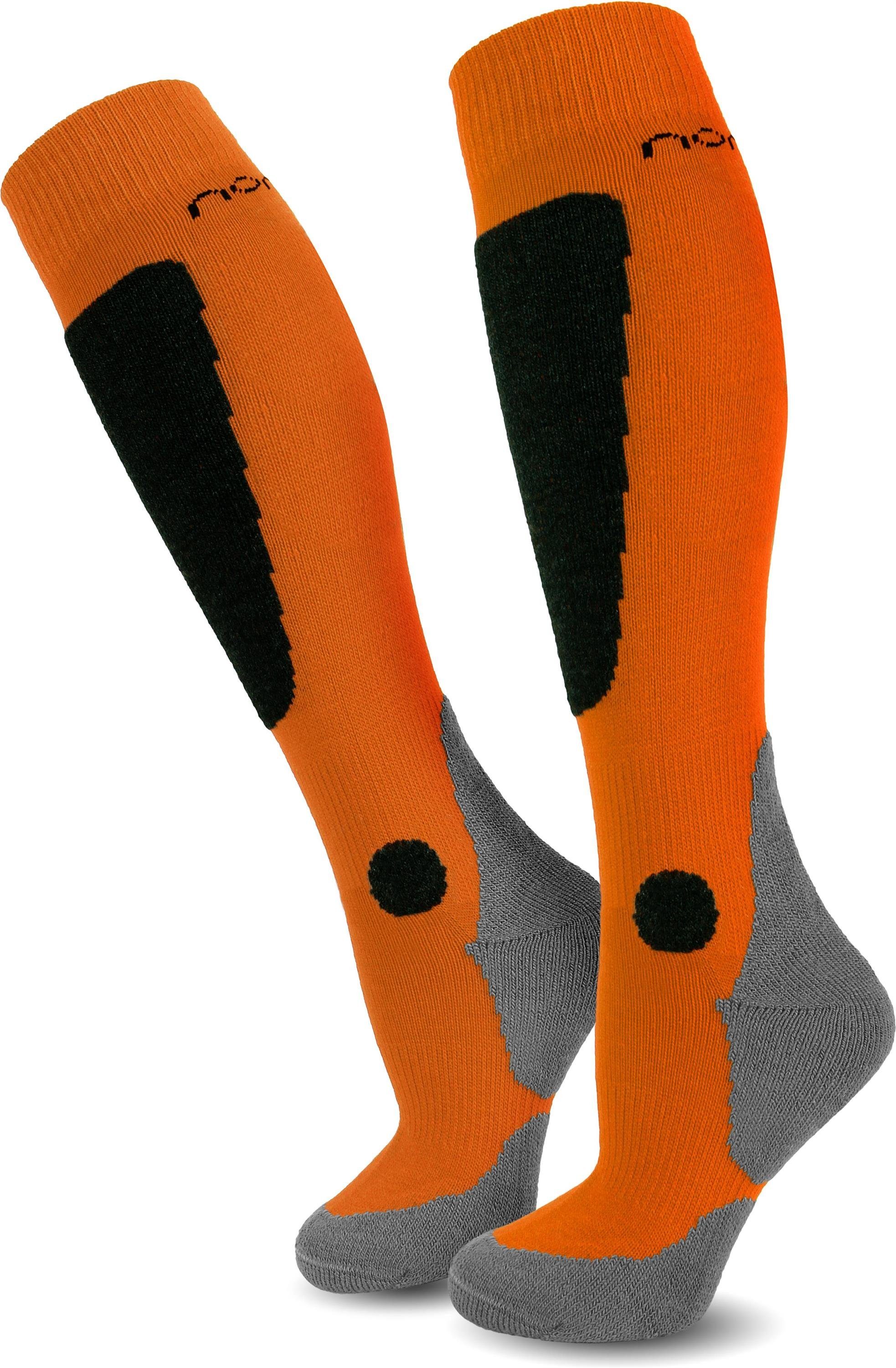 New-Style (2 Schurwolle 2 normani Paar mit Ski-Kniestrümpfe Skisocken Paar) Orange/Schwarz/Grau