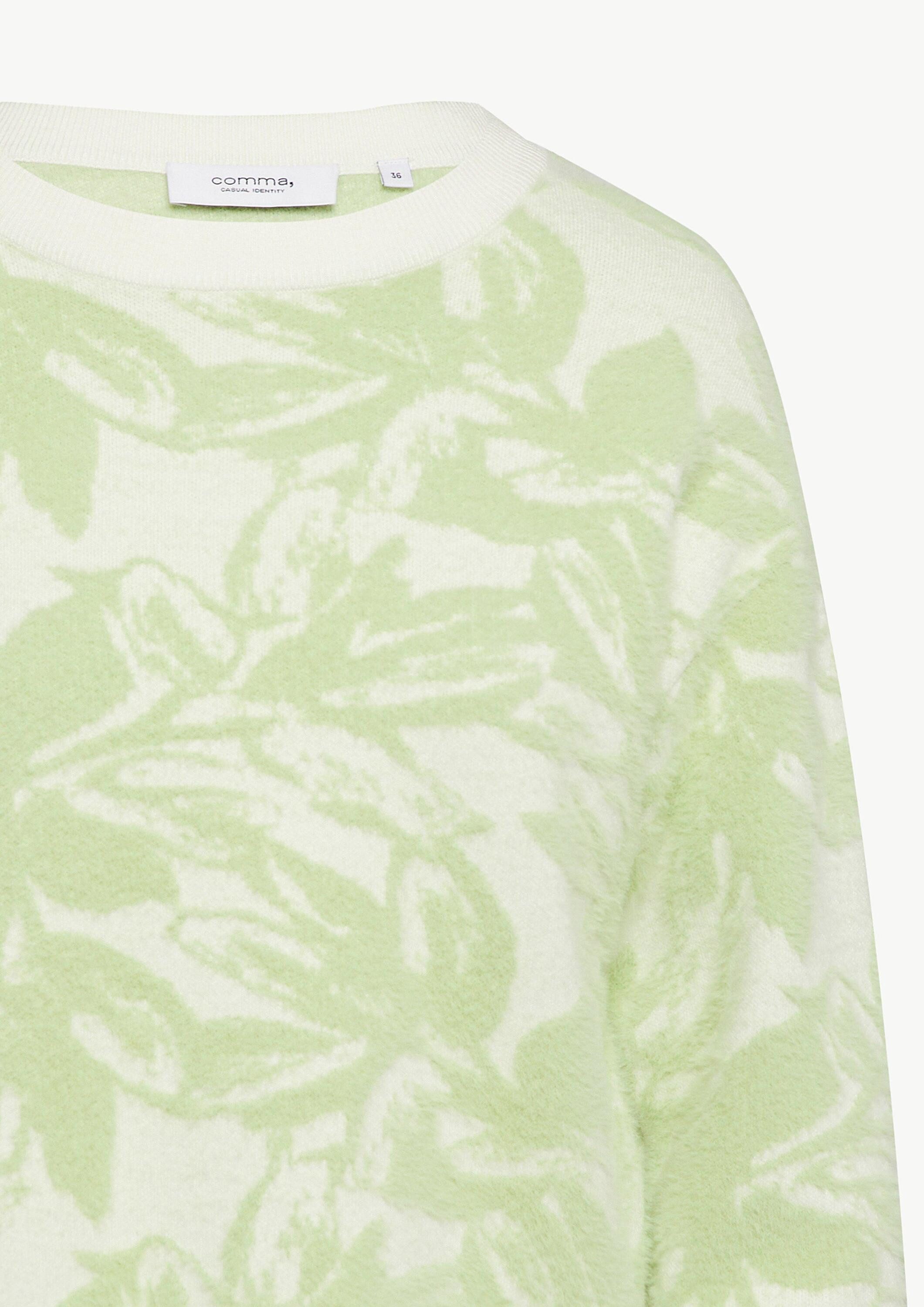 comma Longpullover Strickpullover Flauschiger Jacquard-Strickpullover