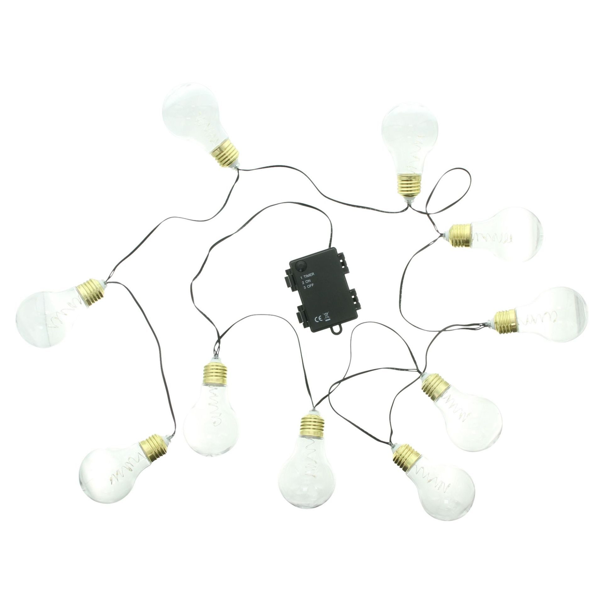Frank Flechtwaren LED-Lichterkette "Glühbirne" für Innen & Außen, batterie-betrieben, Outdoor Leuchtdeko, 10-flammig, mit Timer, Gartendeko