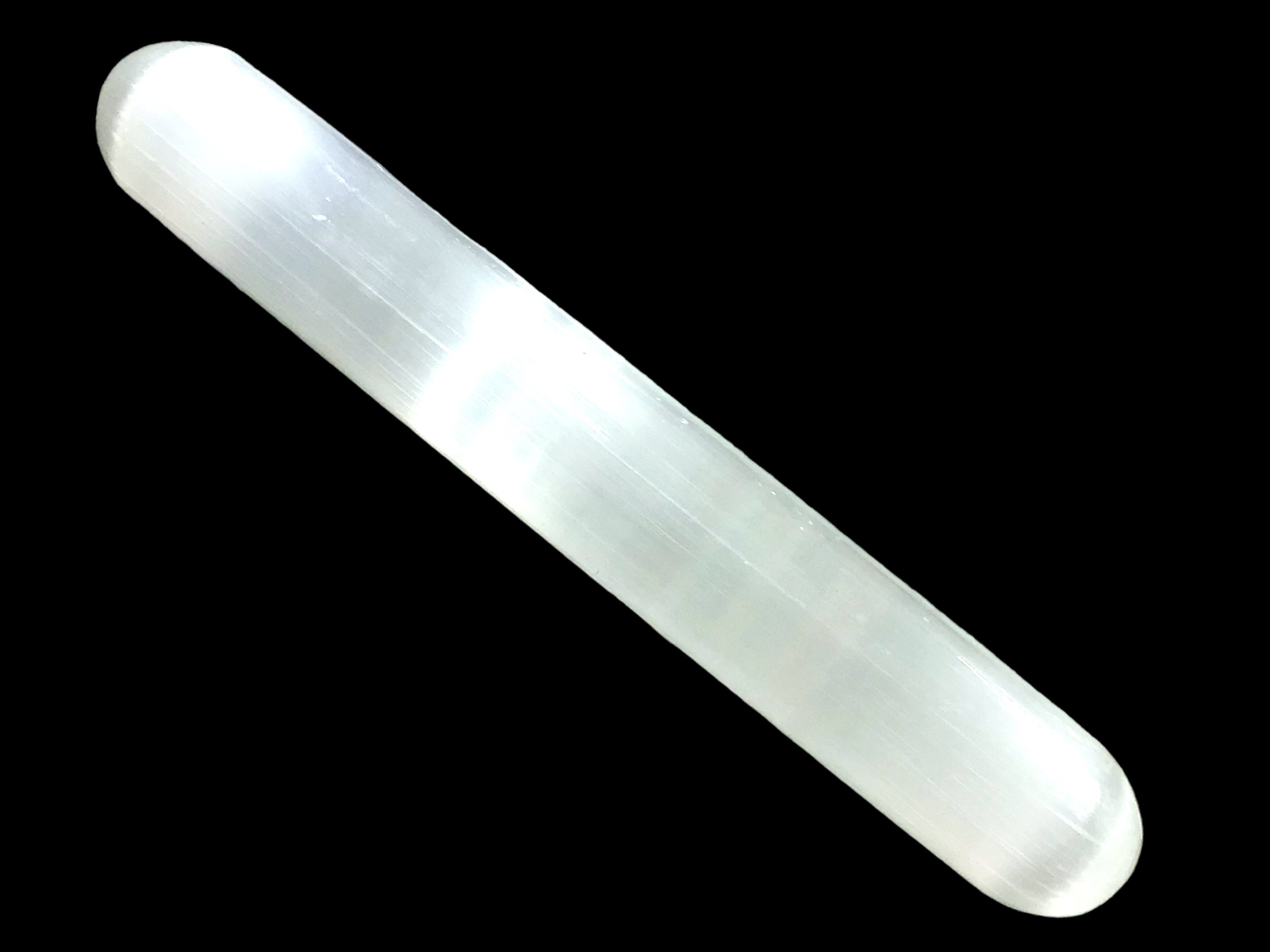 Steinfixx® Massagestein Grosser Massagestab mit abgerundeten Enden, 150x25x25 mm, 120 Gramm, für jede Art der manuellen Massage 1-tlg., ein großer Selenit Massagestab 100% Natur, Für jede Art der Massage, gute Wärmeleitung