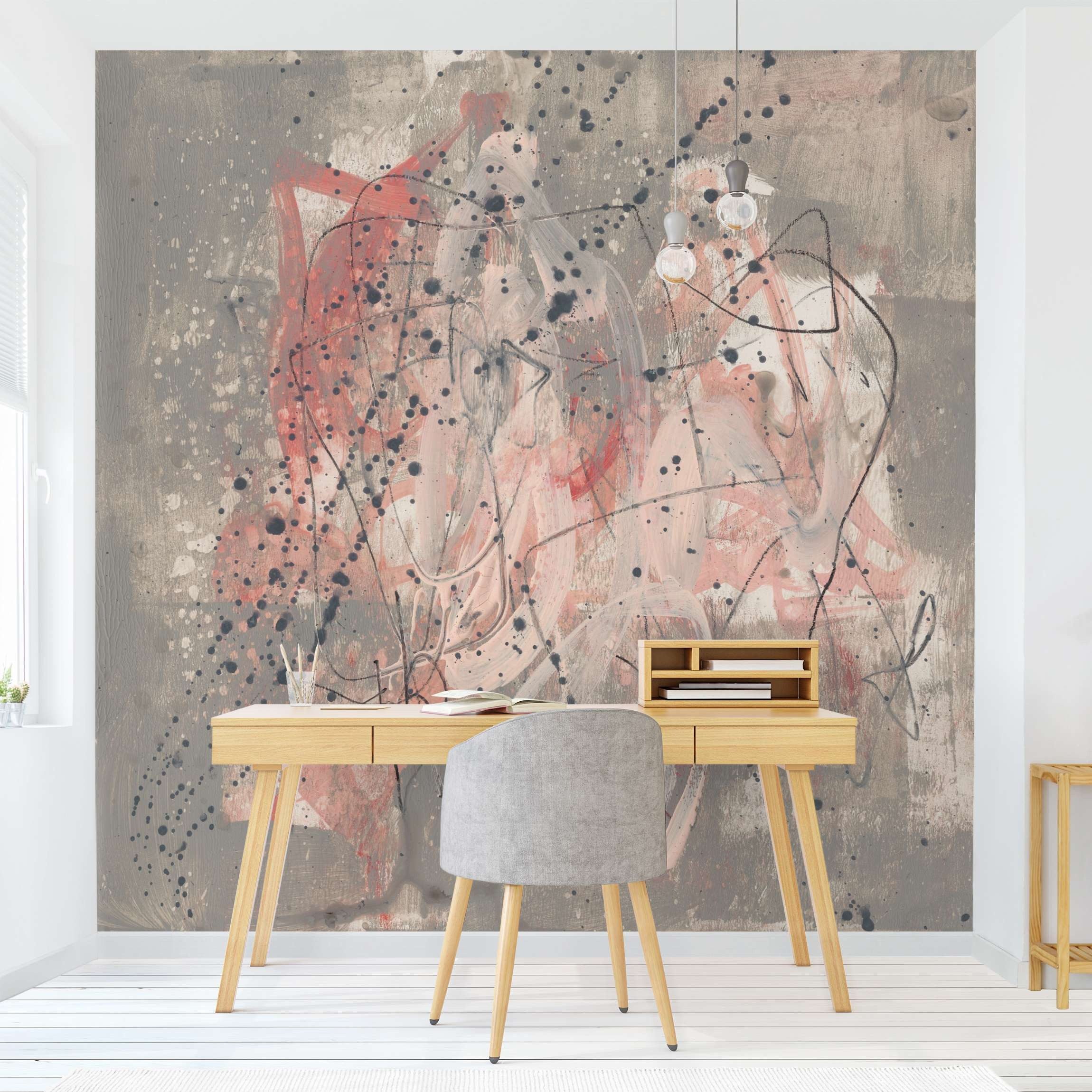 Bilderdepot24 Vliestapete Abstrakt Abstrakt Rosa Grau Punkte Tapete Wanddek günstig online kaufen