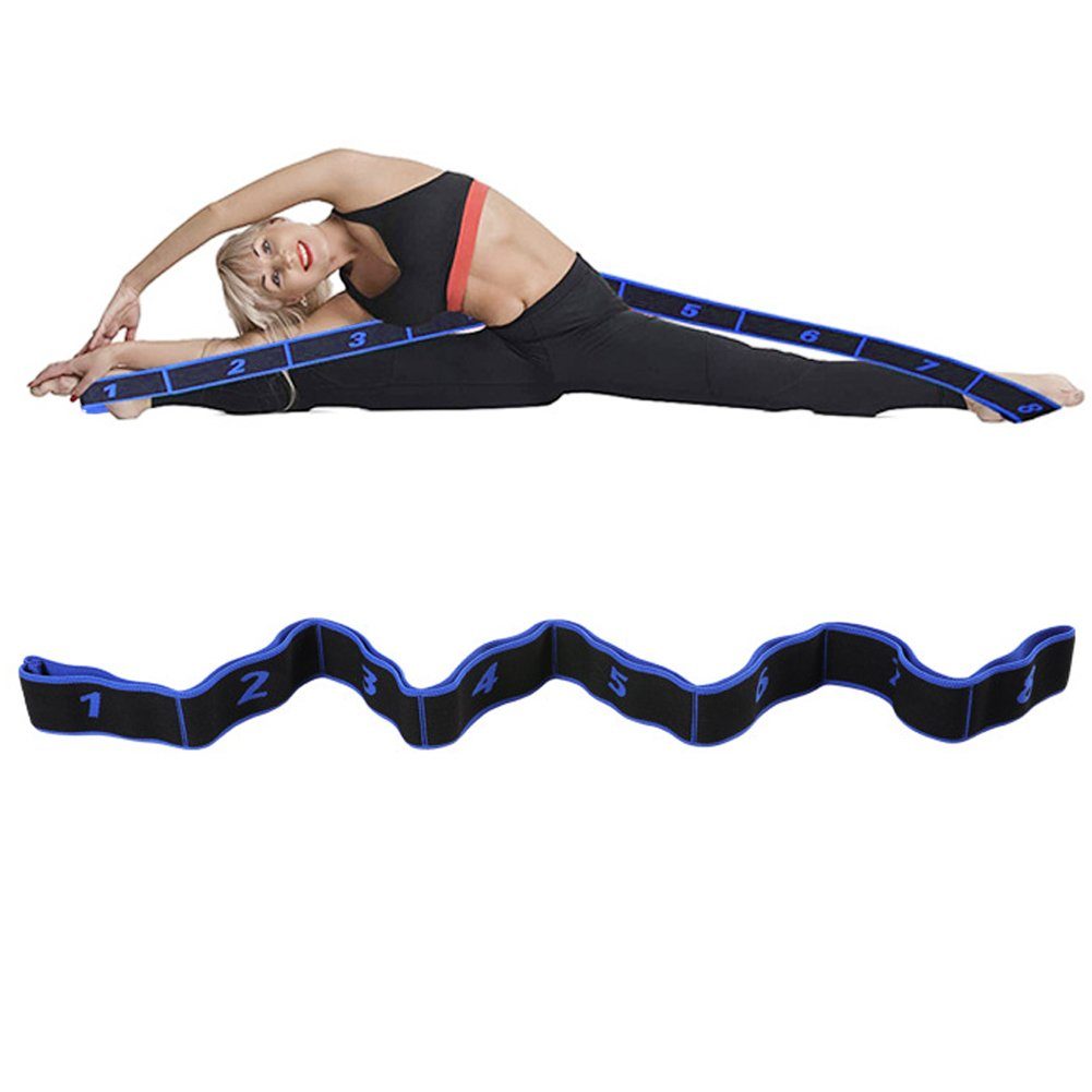 Schlaufen Yoga Blau Strap Stretch mit Fitnessband 8 Stretching Widerstandsband,Yoga SCRTD Band, Yoga Trainingsband