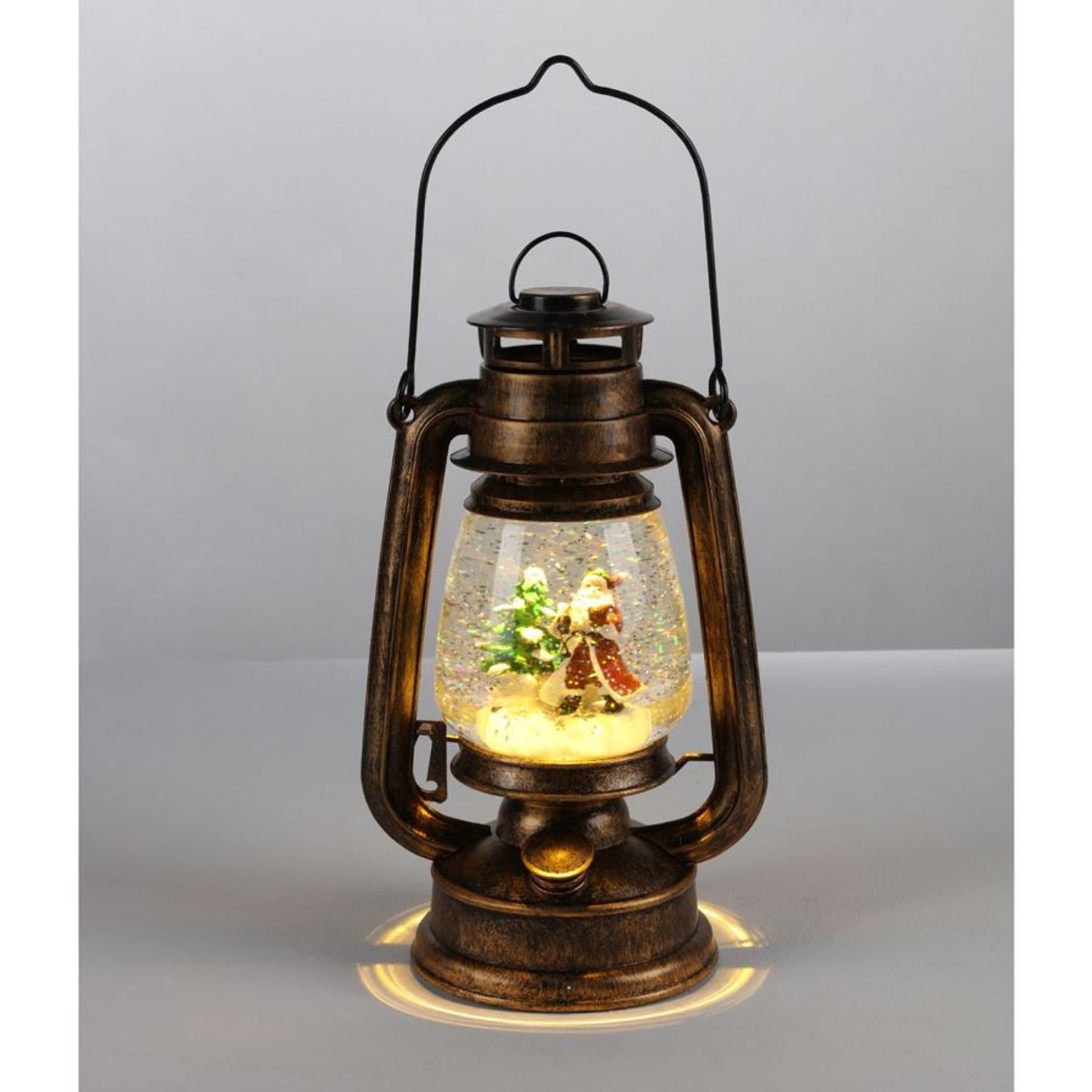 BURI 34,5cm Weihnachtsbeleuch Schneekugel LED LED-Petroleumlampe Weihnachtsmann Dekolicht