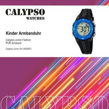 CALYPSO WATCHES Digitaluhr Calypso Kinder Uhr K5685/1 Kunststoffband, Kinder Armbanduhr rund, PURarmband schwarz, Fashion