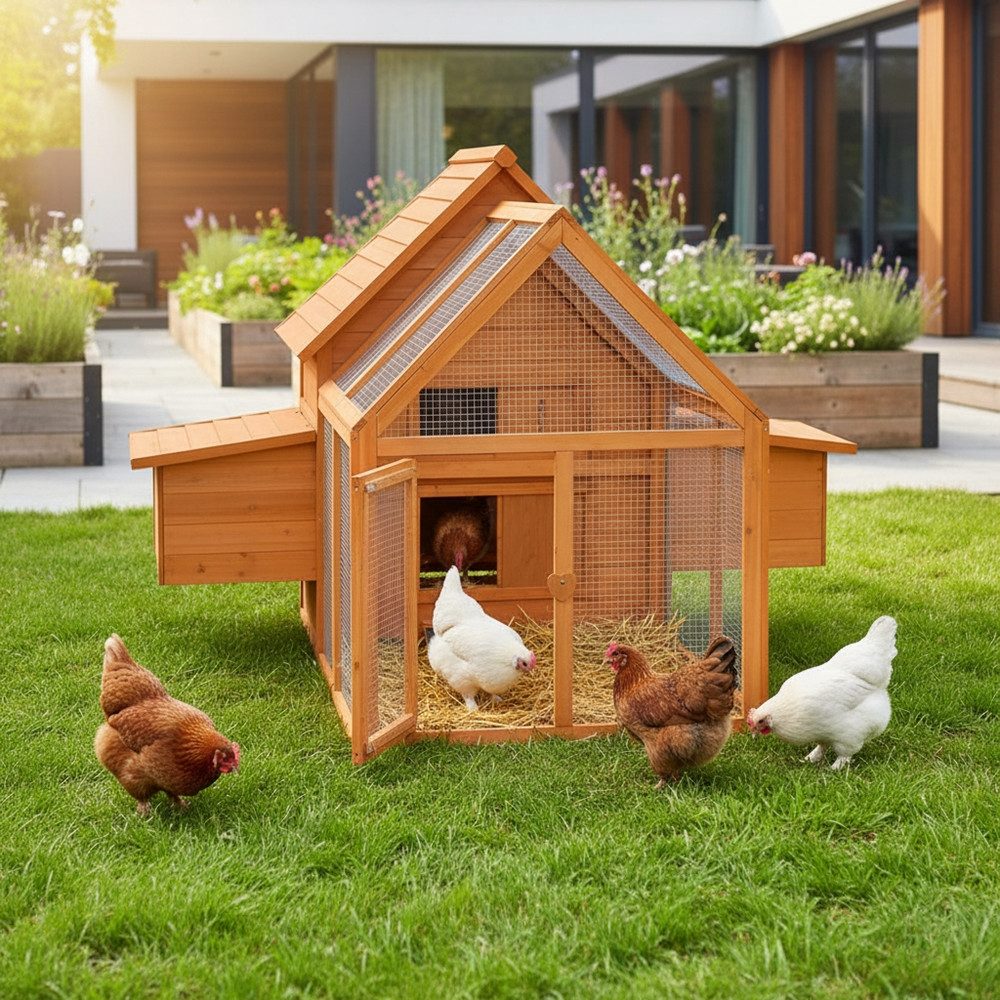 Mucola Hühnerstall Hühnerstall Hühnerhaus Stall Kleintier Hase Gehege, Front- und Rückseitenausgang