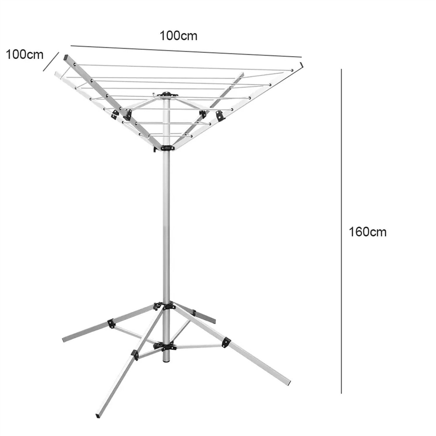 Rhein Beleuchtung Wäschespinne Faltbarer Wäscheständer mit 4 Armen, leicht, stabil & höhenverstellbar