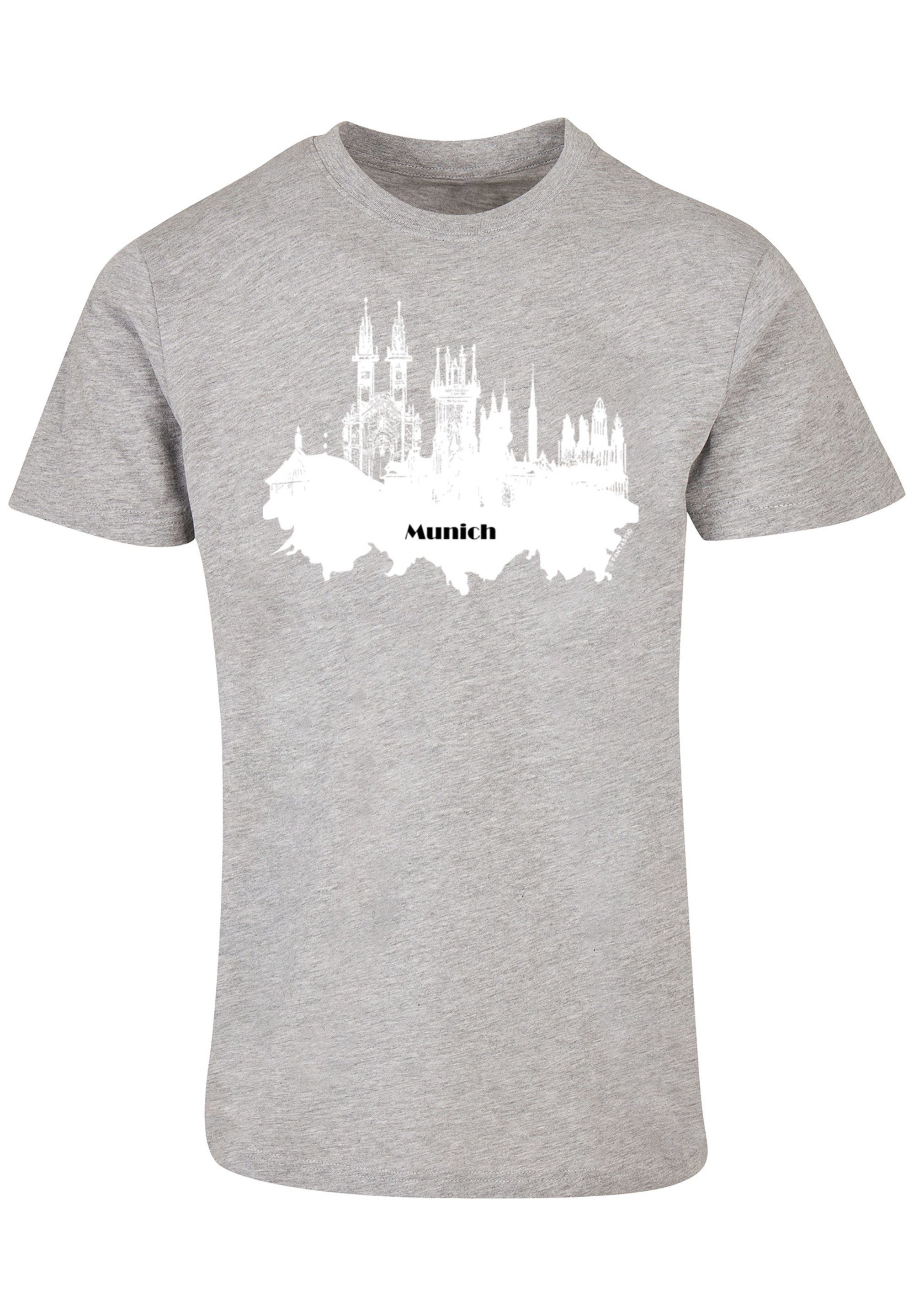 F4NT4STIC Munich Collection - T-Shirt Cities Print grey heather skyline