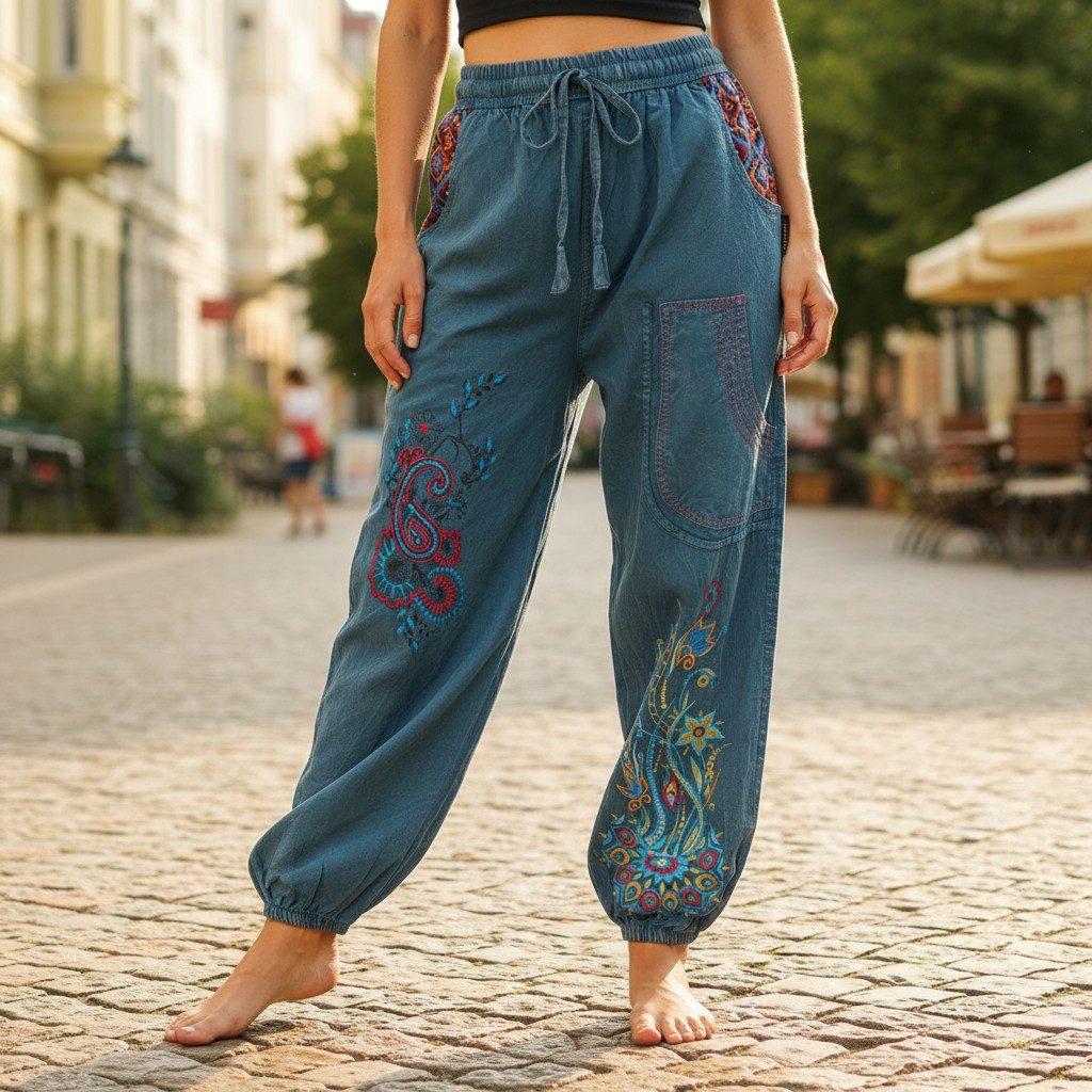 Guru-Shop Relaxhose Weite Pluderhose mit breitem Bund und.. Ethno Style, al günstig online kaufen