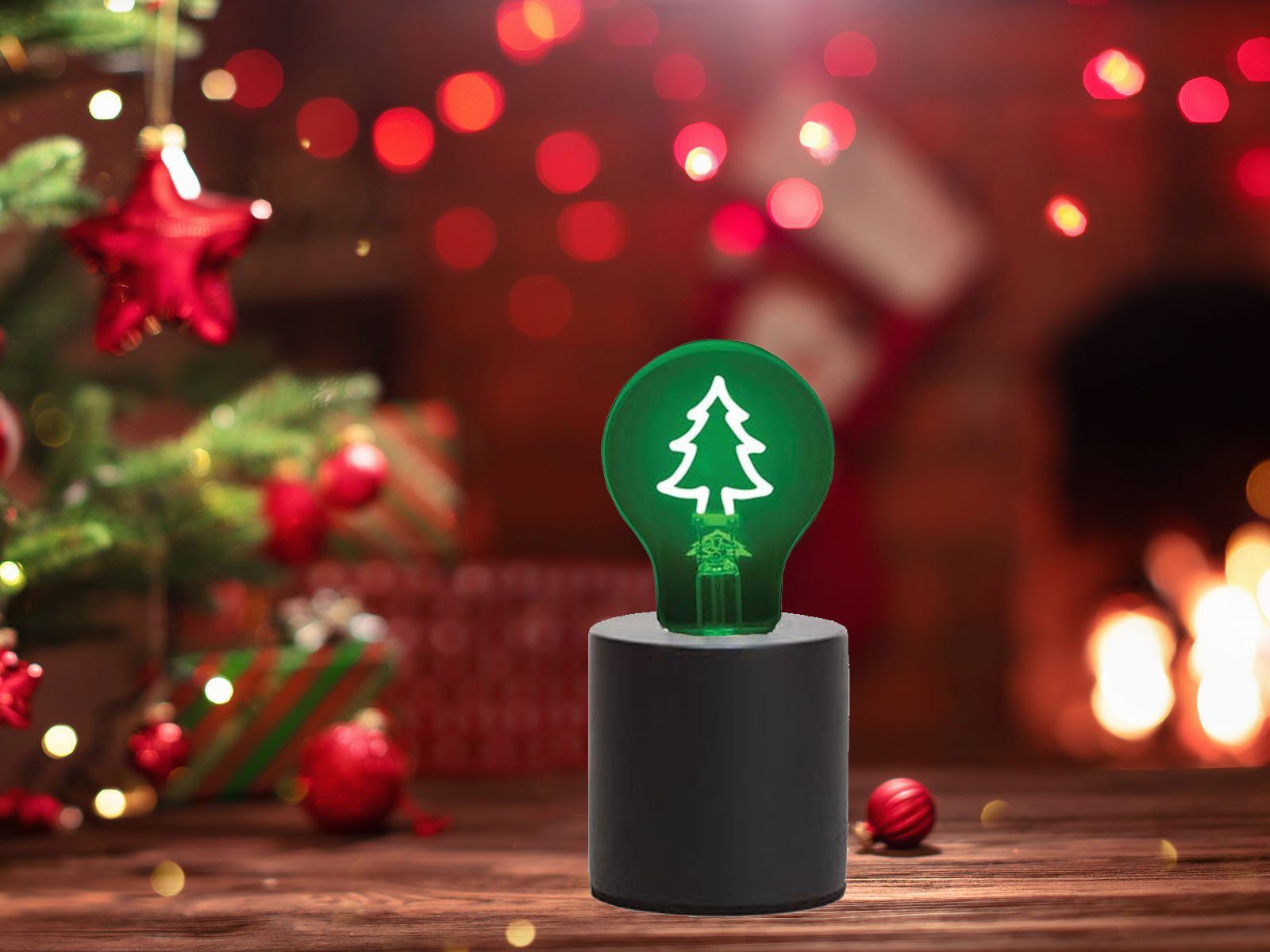 meineWunschleuchte LED Dekolicht, LED wechselbar, ausgefallene kleine Deko Tischlampe zur Weihnachtsbeleuchtung, H: 19cm Schwarz