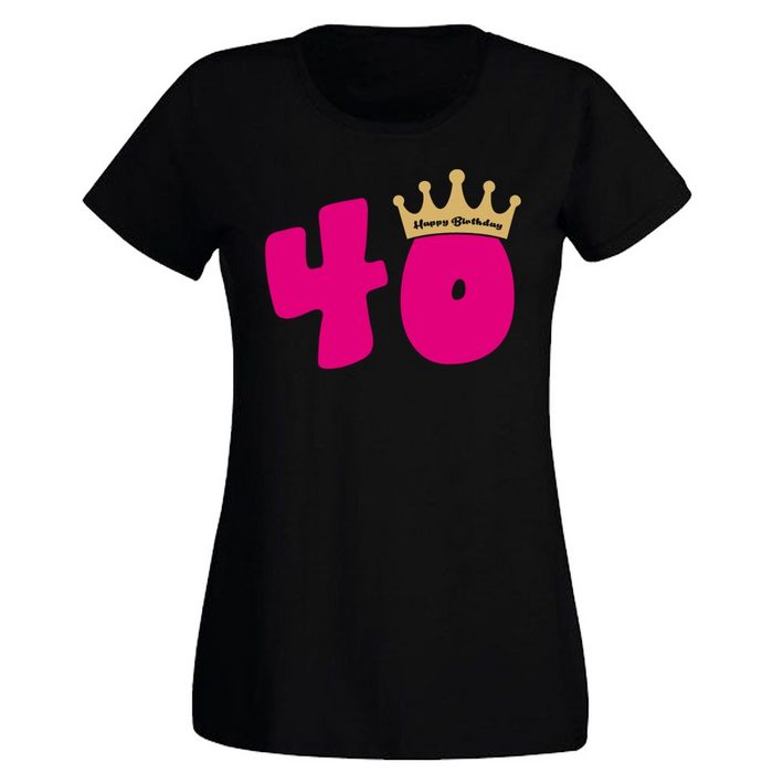 G-graphics T-Shirt Damen T-Shirt - 40 – Happy Birtday – mit Krone zum 40ten Geburtstag • mit trendigem Frontprint • Aufdruck auf der Vorderseite • Spruch / Sprüche / Print / Motiv • für jung & alt